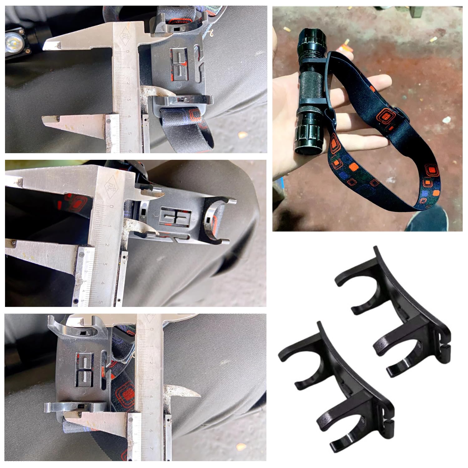 RecDec Headlight Bracket Clip - 3 Pack Replacement for 24mm LED Rechargeable Flashlights, Durable Plastic, Magnetic Base