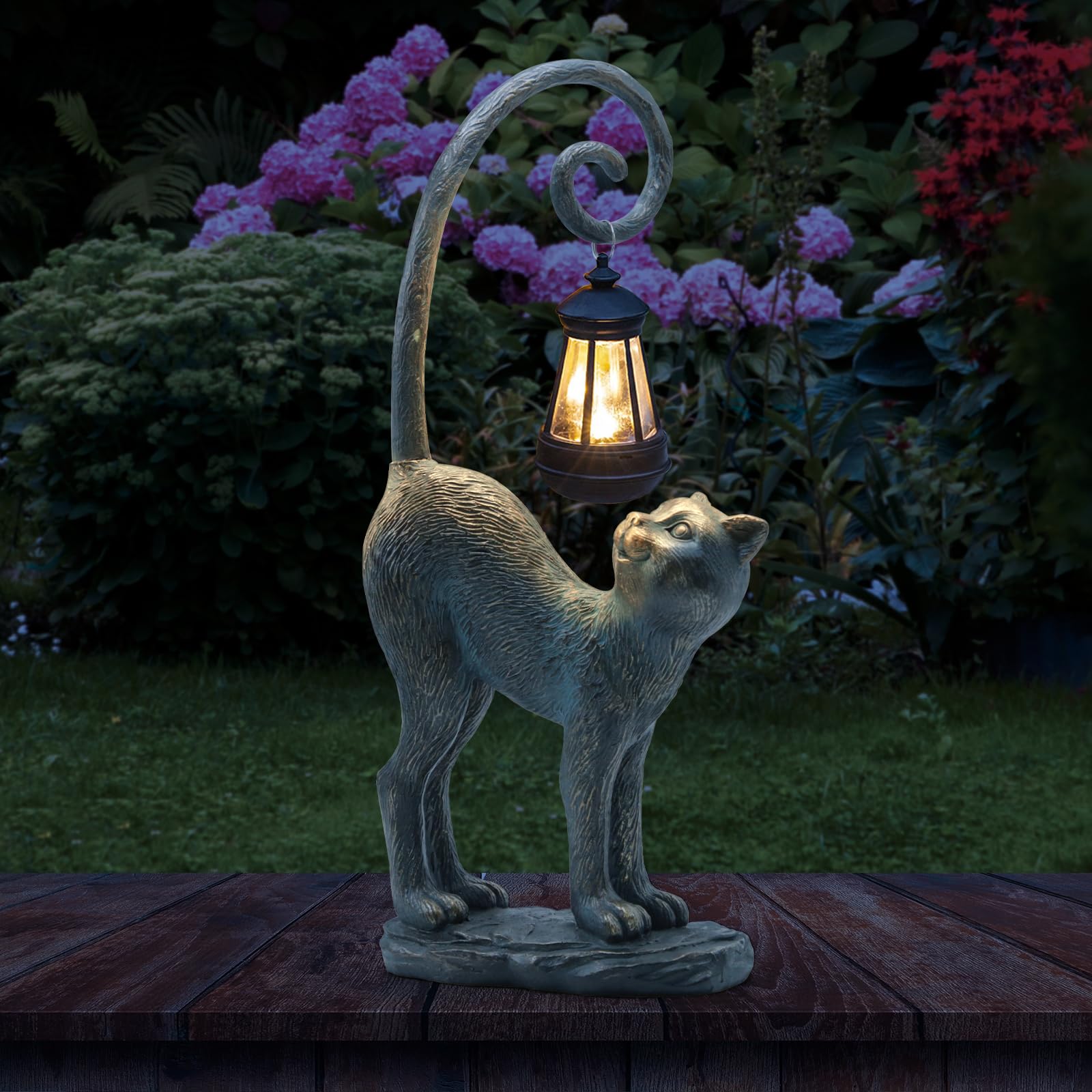 IVCOOLE Solar Cat Outdoor Statues Halloween for Garden: Outdoor Decor Cat Figurine for Yard, Lawn, Patio, Porch, Balcony  Anima