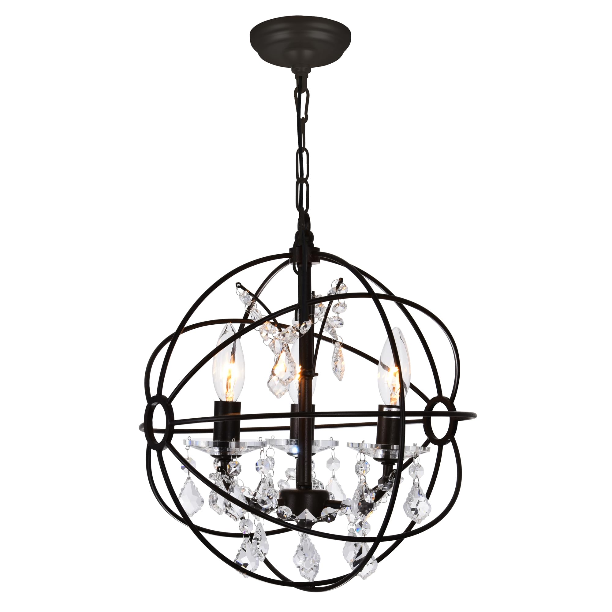 Cwi Lighting Brown Mini Chandelier, 3-Light Metal Design, Elegant Home Decor