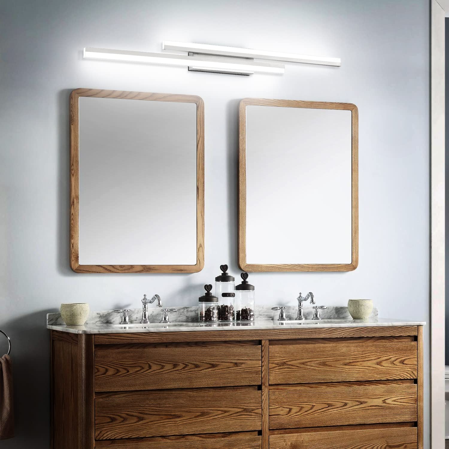 PRESDE Bathroom Light Fixture Over Mirror Brushed Nickel 48inch LED Dimmable 3CCT Metal Vanity Lighting