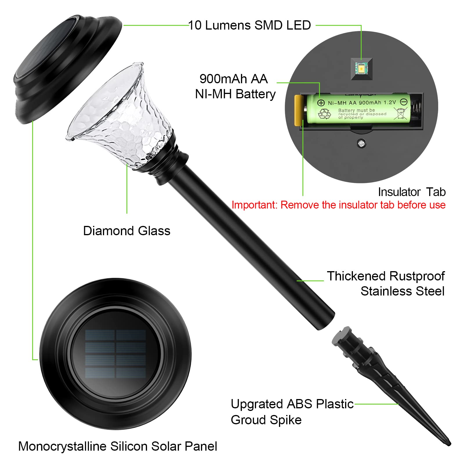 Balhvit Glass Solar Lights Outdoor, 8 Pack Super Bright Solar Pathway Lights, Up To 12 Hrs Long Last Auto On/Off Garden Lights S