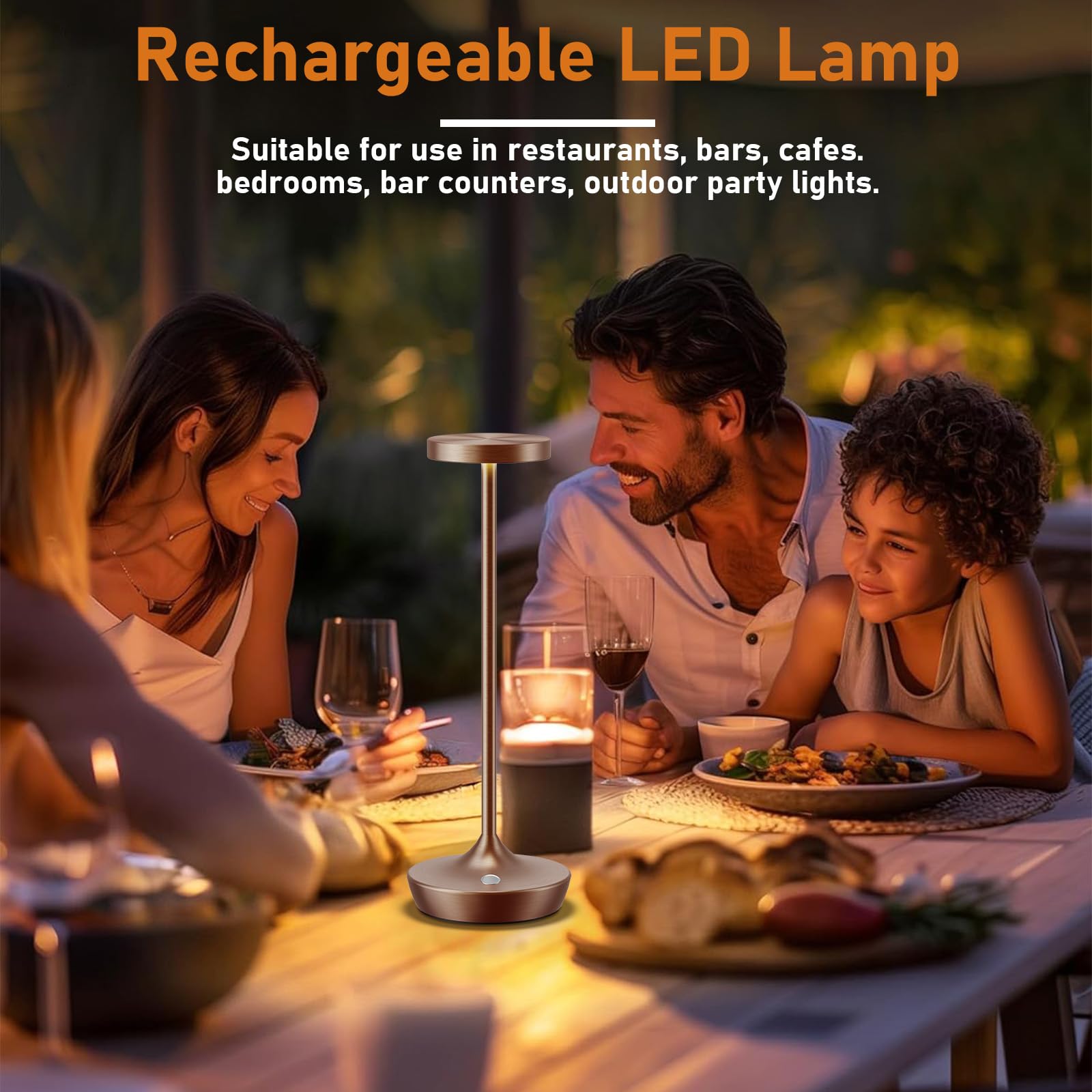 Tpczqj 2 Pack LED Cordless Table Lamp, Rechargeable, Waterproof, Touch 3 Color Dimming, Brown, Model HT-x86