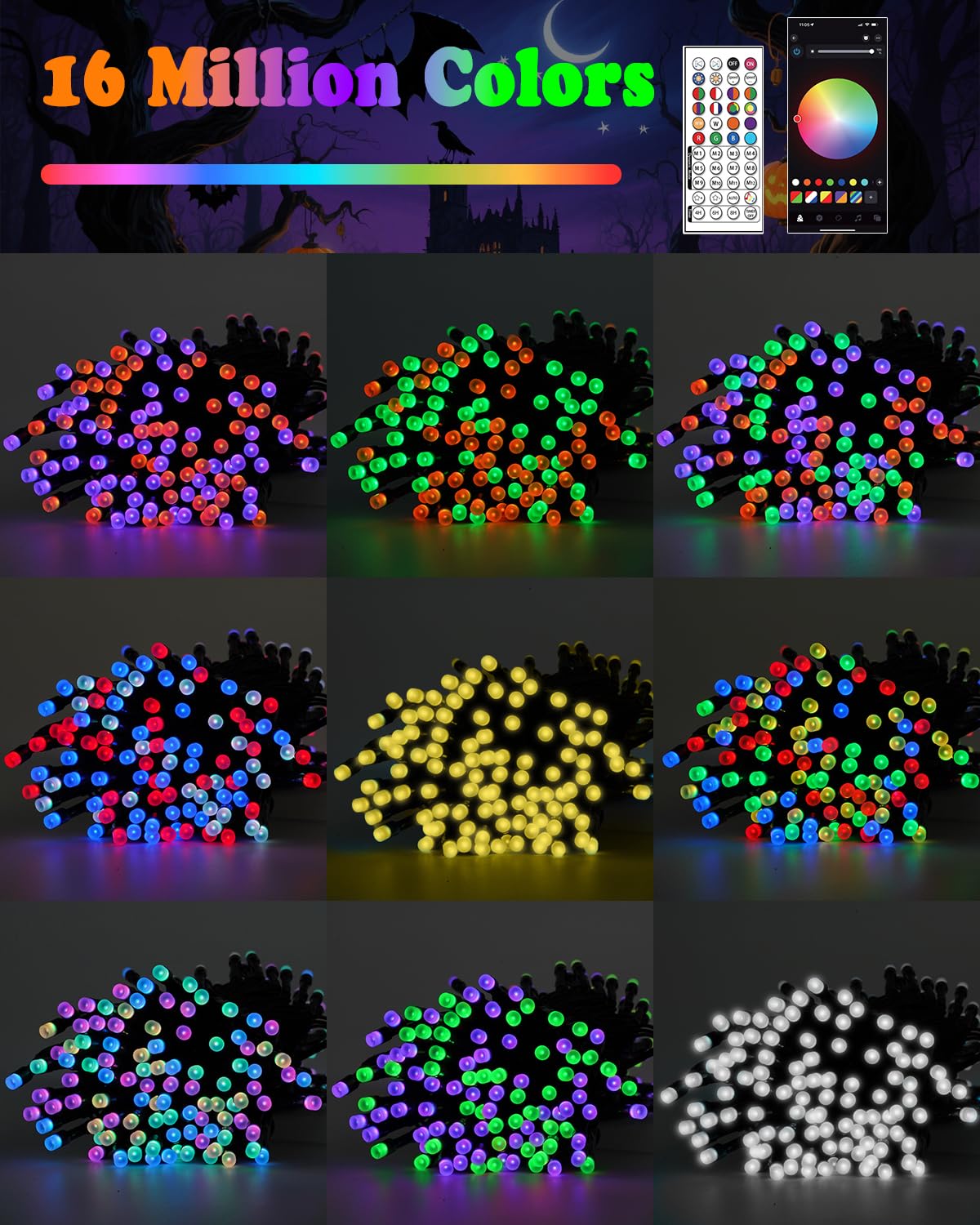 OZS Smart Color Changing Christmas String Lights, 82FT 200LED, App Control, Waterproof, Indoor/Outdoor Holiday Decorations