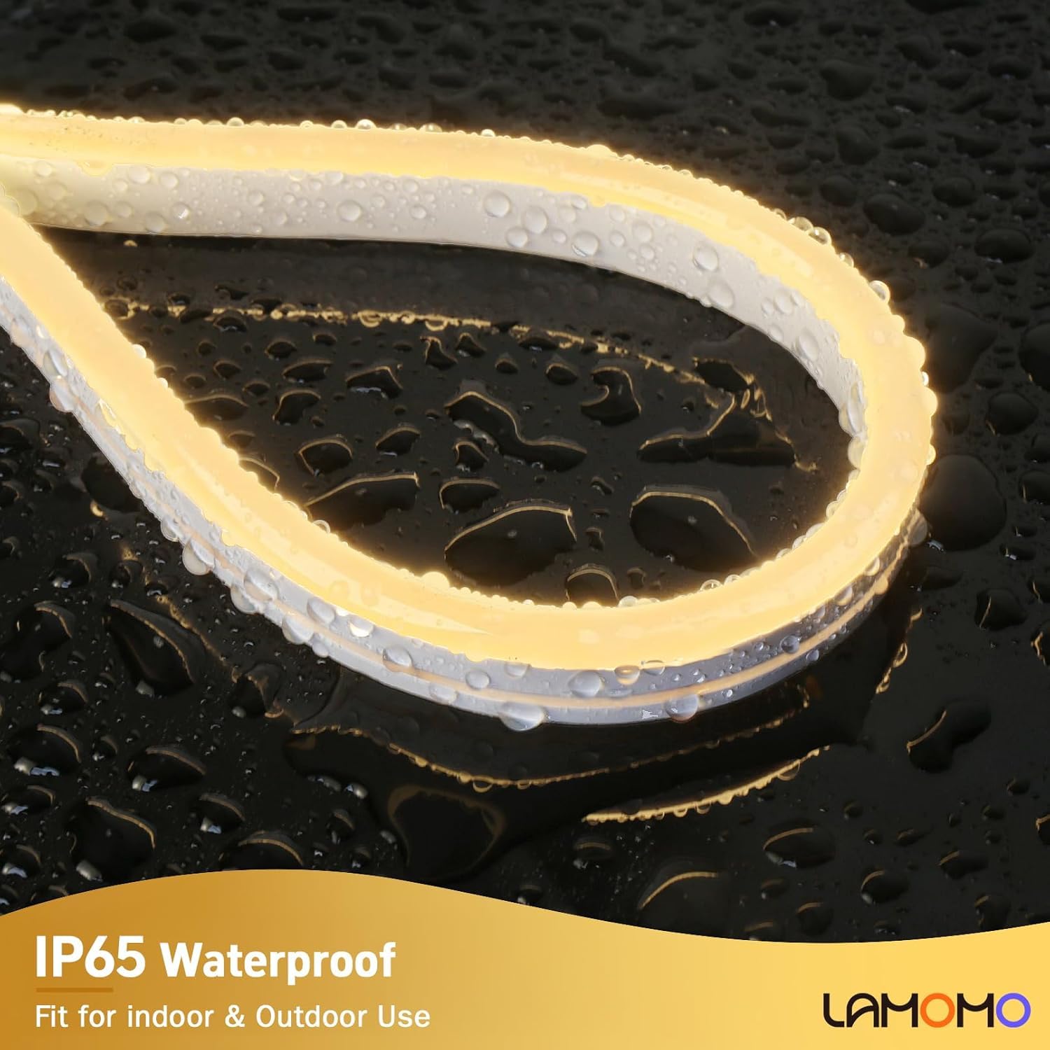 Lamomo Led Neon Lights, 24V Warm White Dimmable Led Rope Lights, 65.6Ft Waterproof Flexible Led Strip Lights, Silicone 3000K Neo