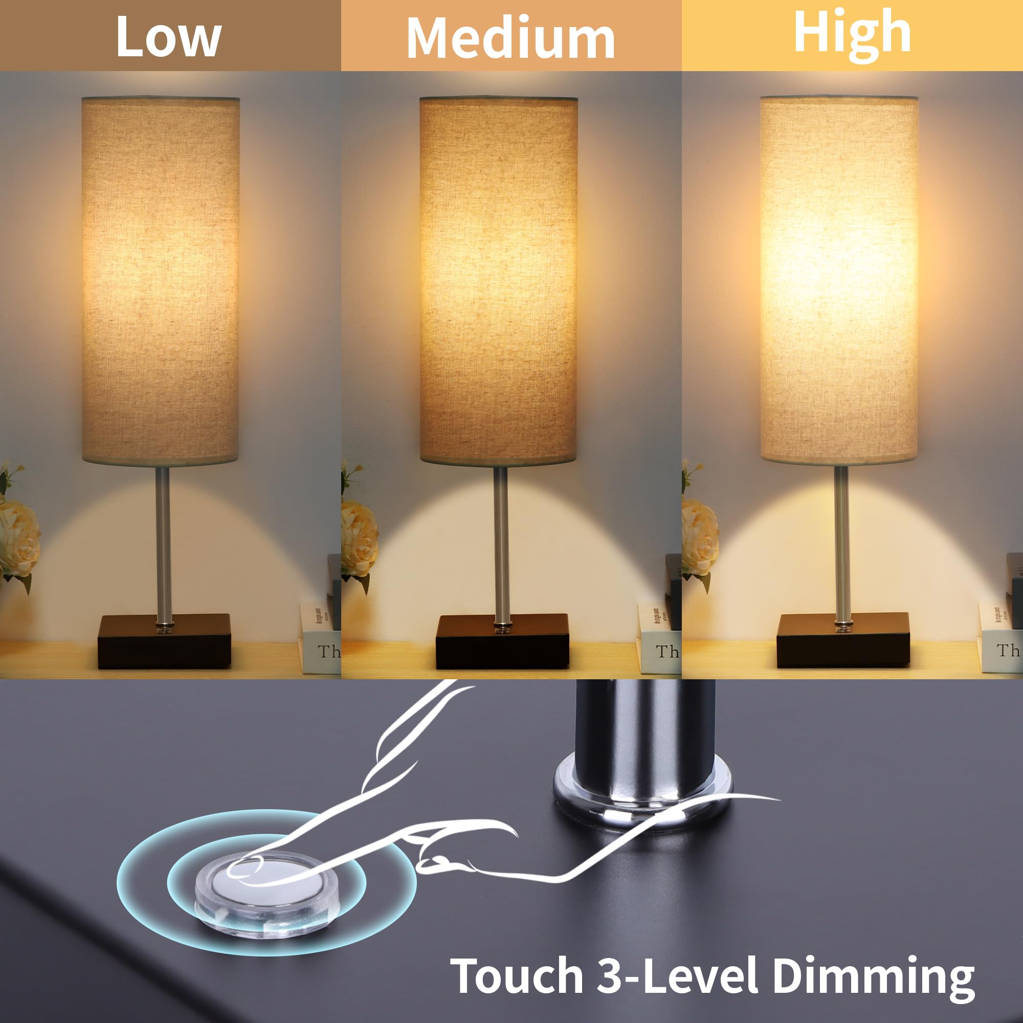 AVV Cordless Table Lamp, 5000mAh Battery, Touch Control, 18 Inch, Beige, Model RD-BTL4W-001