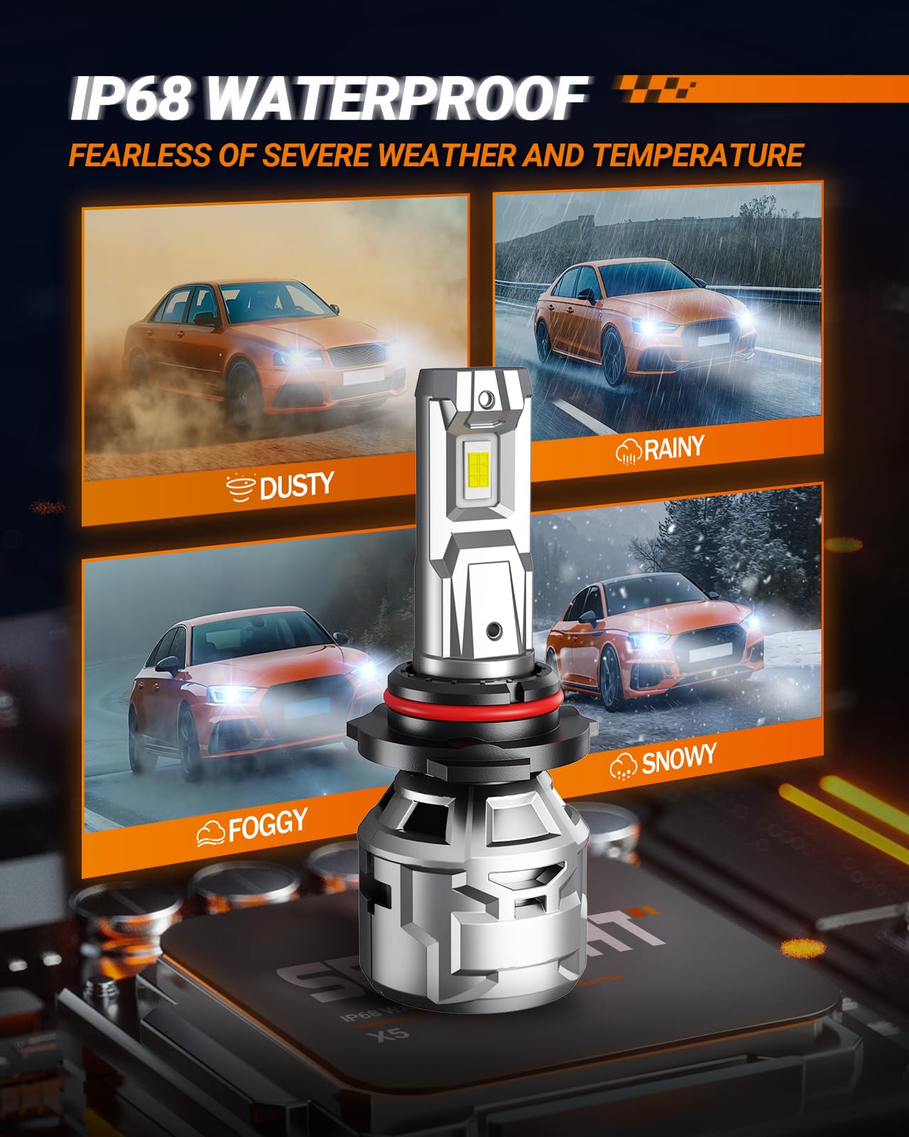 SEALIGHT H11/H8/H9 Light Bulbs, 30000LM, 6500K Cool White Fog Lights, Aluminum, Mini Size, Pack of 2
