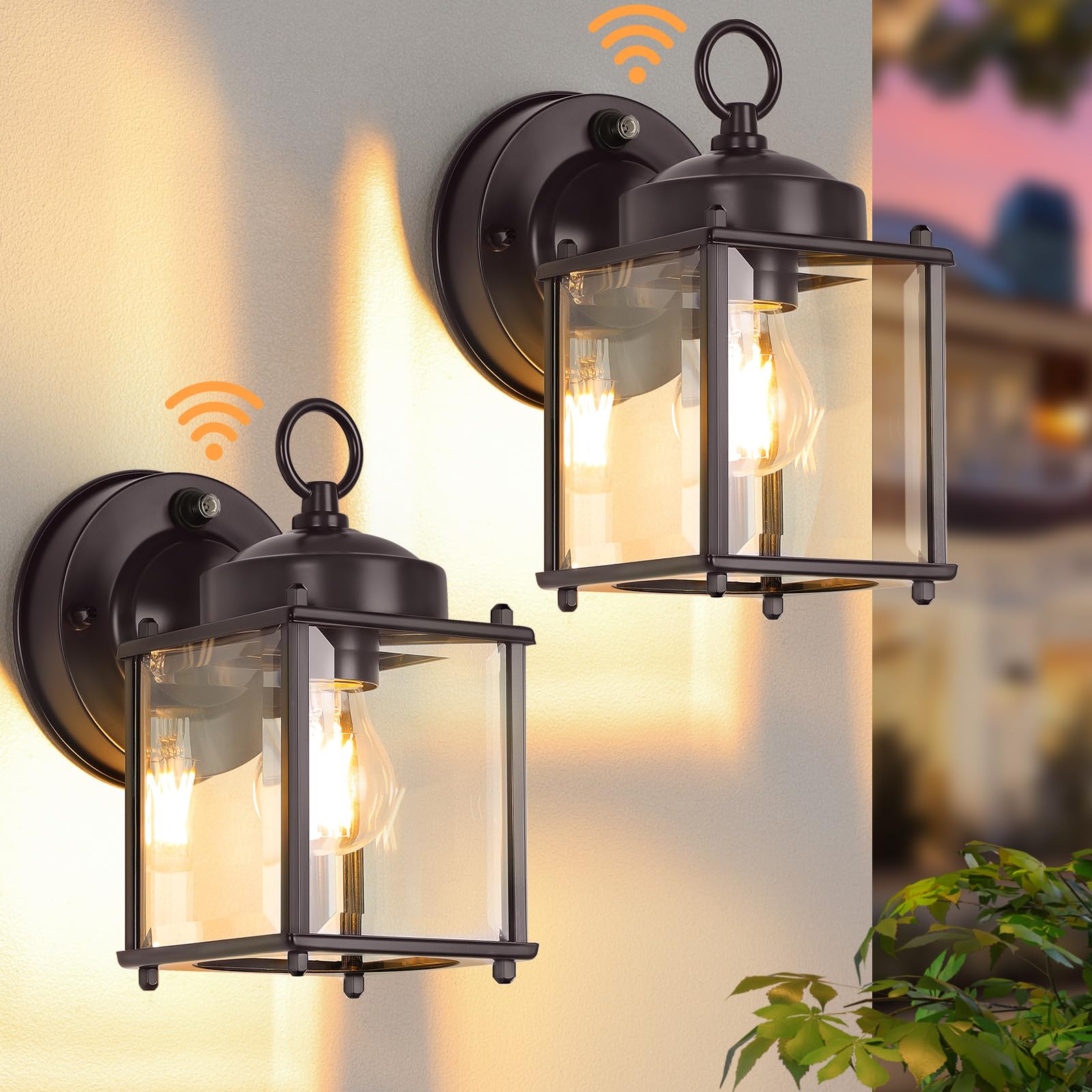 MATAMEYE Dusk to Dawn Sensor Outdoor Wall Sconce, Exterior Waterproof Porch Wall Mount Lantern, Dark Chocolate Front Door Lights