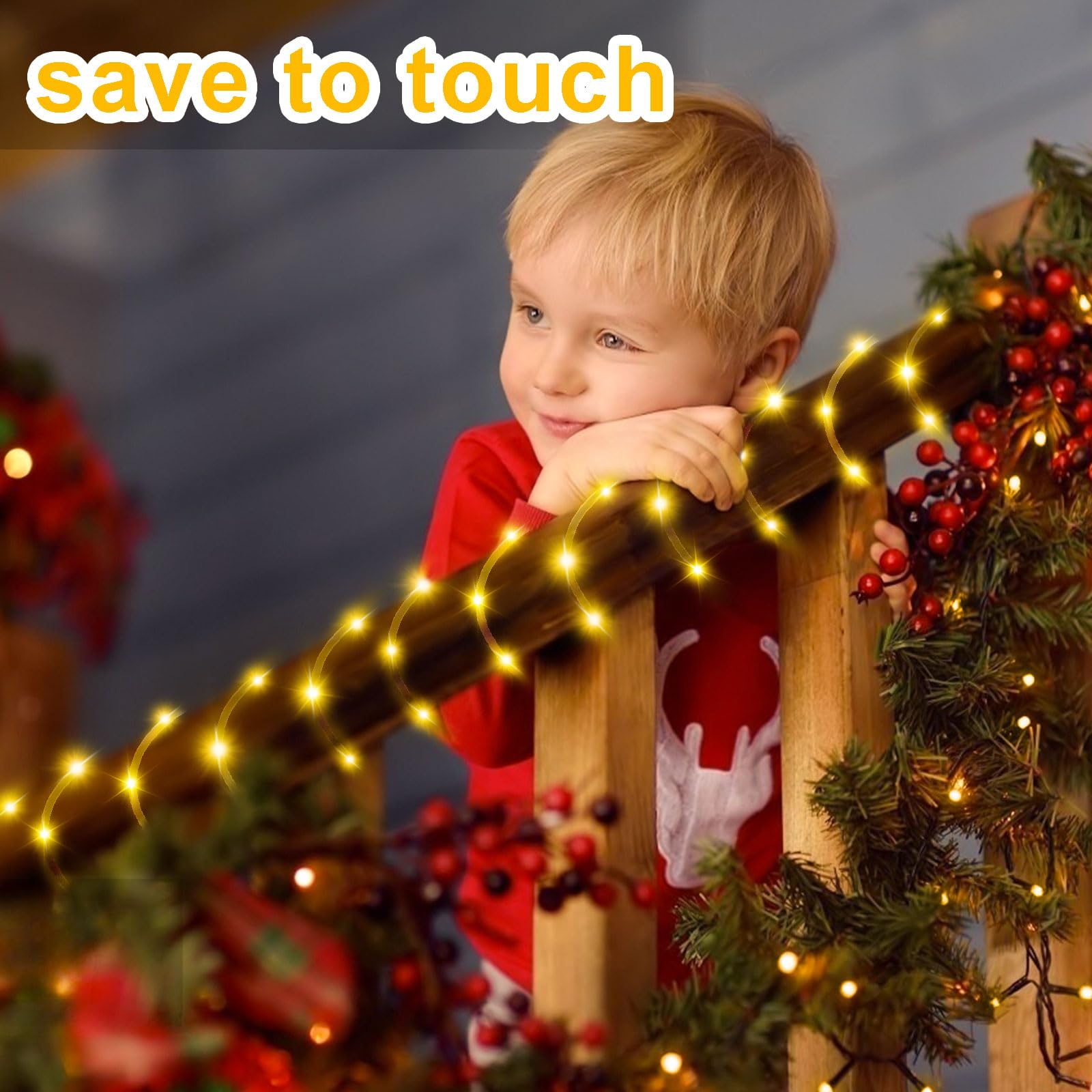 2 Pack Battery Operated Rope Lights ,Total 120Led Christmas Battery Powered String Lights Indoor Outdoor,8 Modes Waterproof Fairy Rope Lights With Timer For Bedroom Christmas Tree Patio (Warm White)