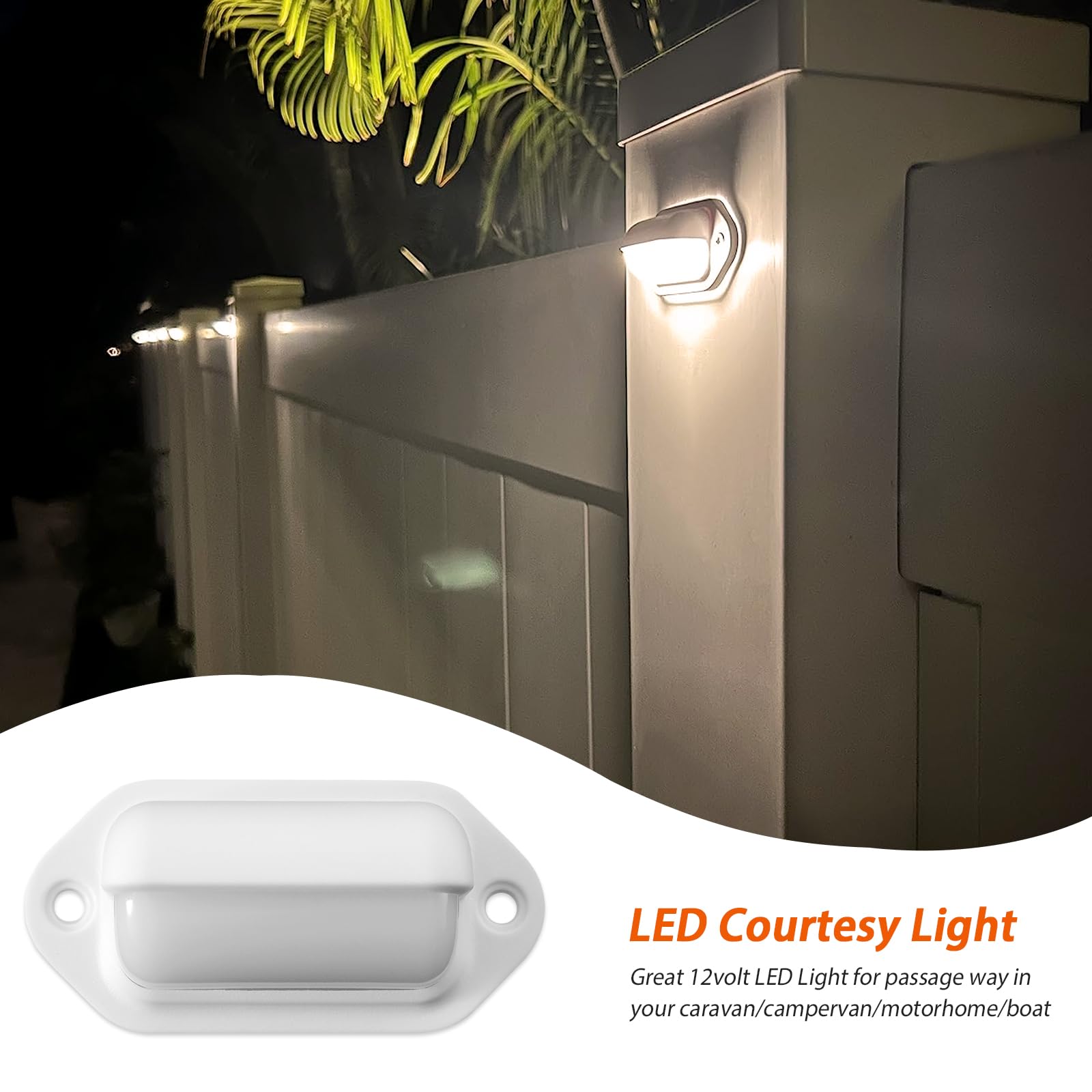 Dream Lighting LED License Plate Lights, 12V, Warm White, 2.6 inch, Plastic, Model 0011503WX6, Pack of 6, White Shell