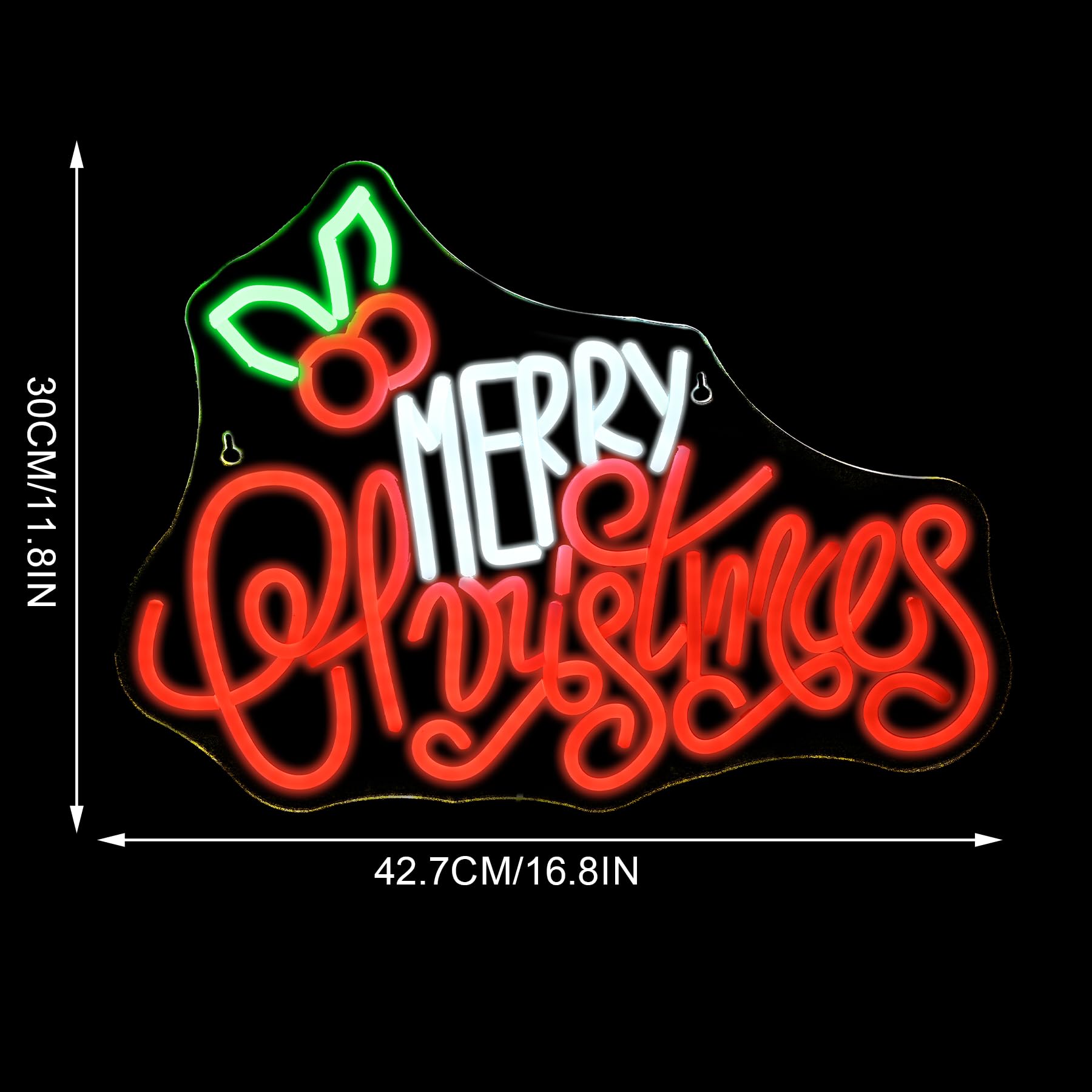 Wanxing LED Neon Sign - Merry Christmas Light with USB Power, Acrylic Decor for Holiday Party, Window Display