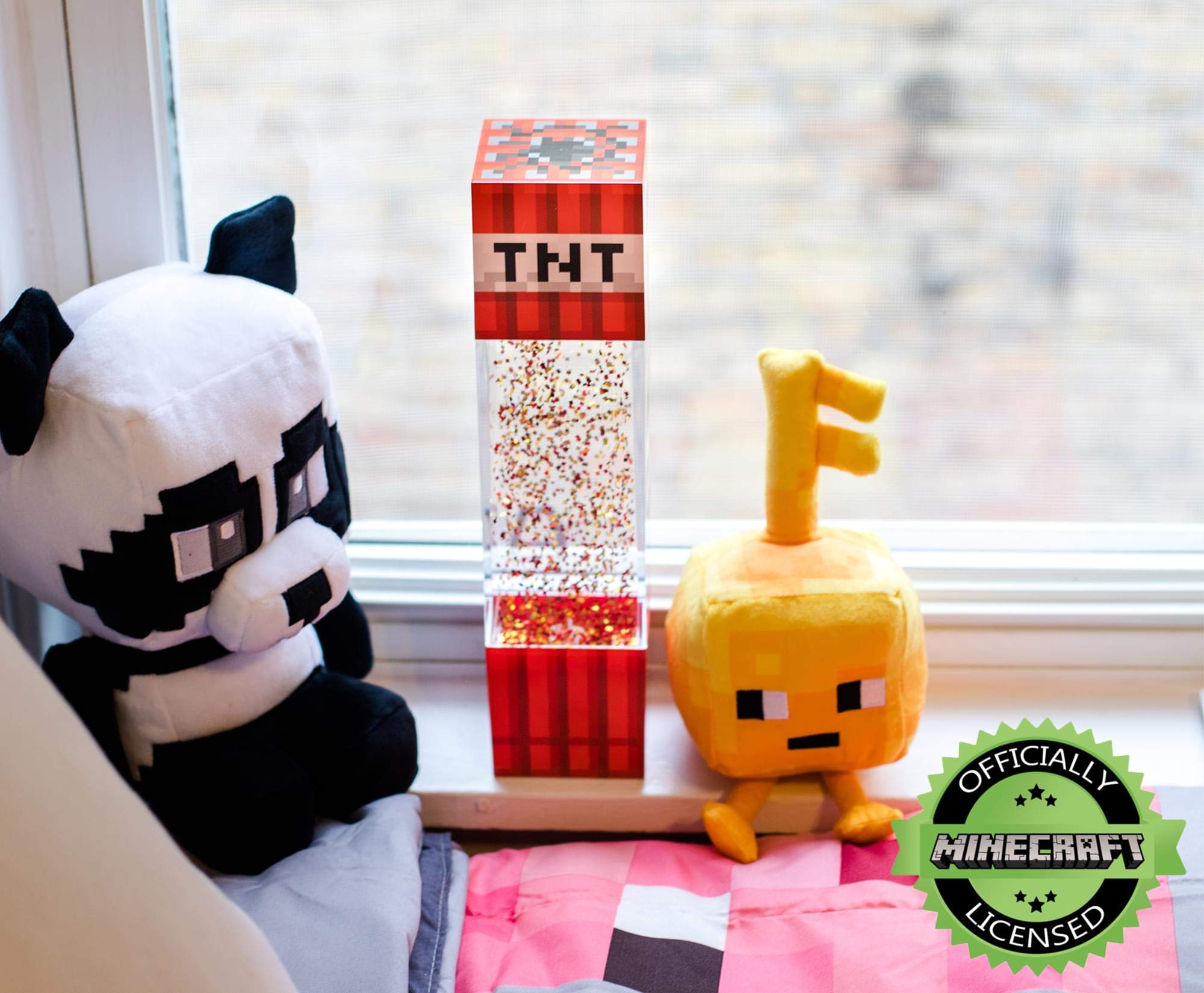 Ukonic Minecraft TNT Block Motion Lamp | LED Bedside Table Light | 12 Inches Tall | Red | Model 16430
