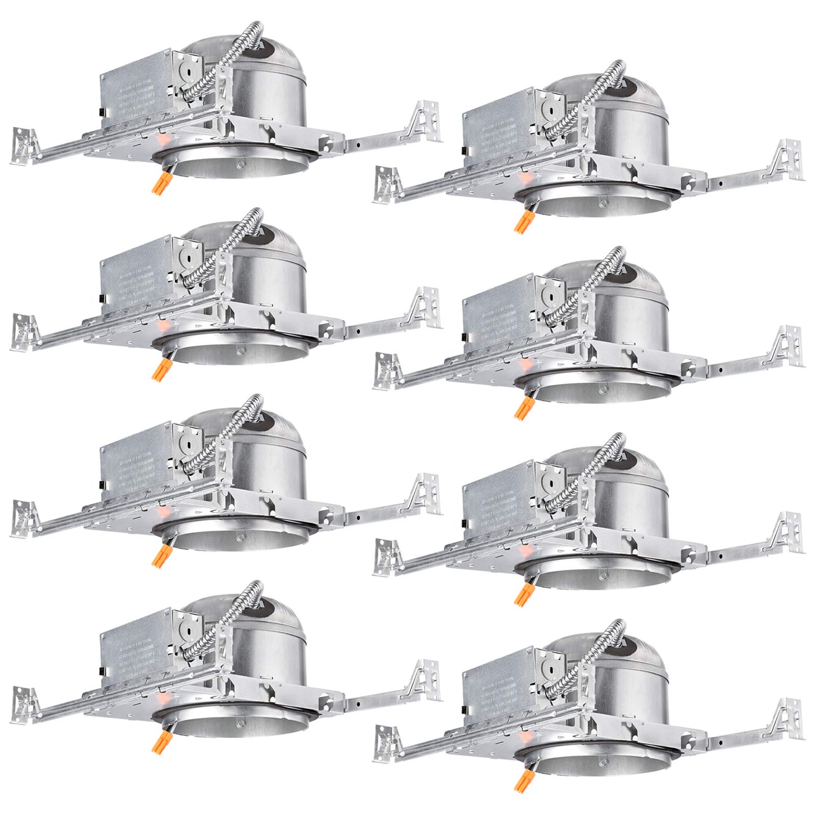 TORCHSTAR 6 Inch Shallow Recessed Lighting Housing, IC Rated, Air Tight, ETL Listed, Metal, Model XO1NCRH-6TP24-S-8P,
