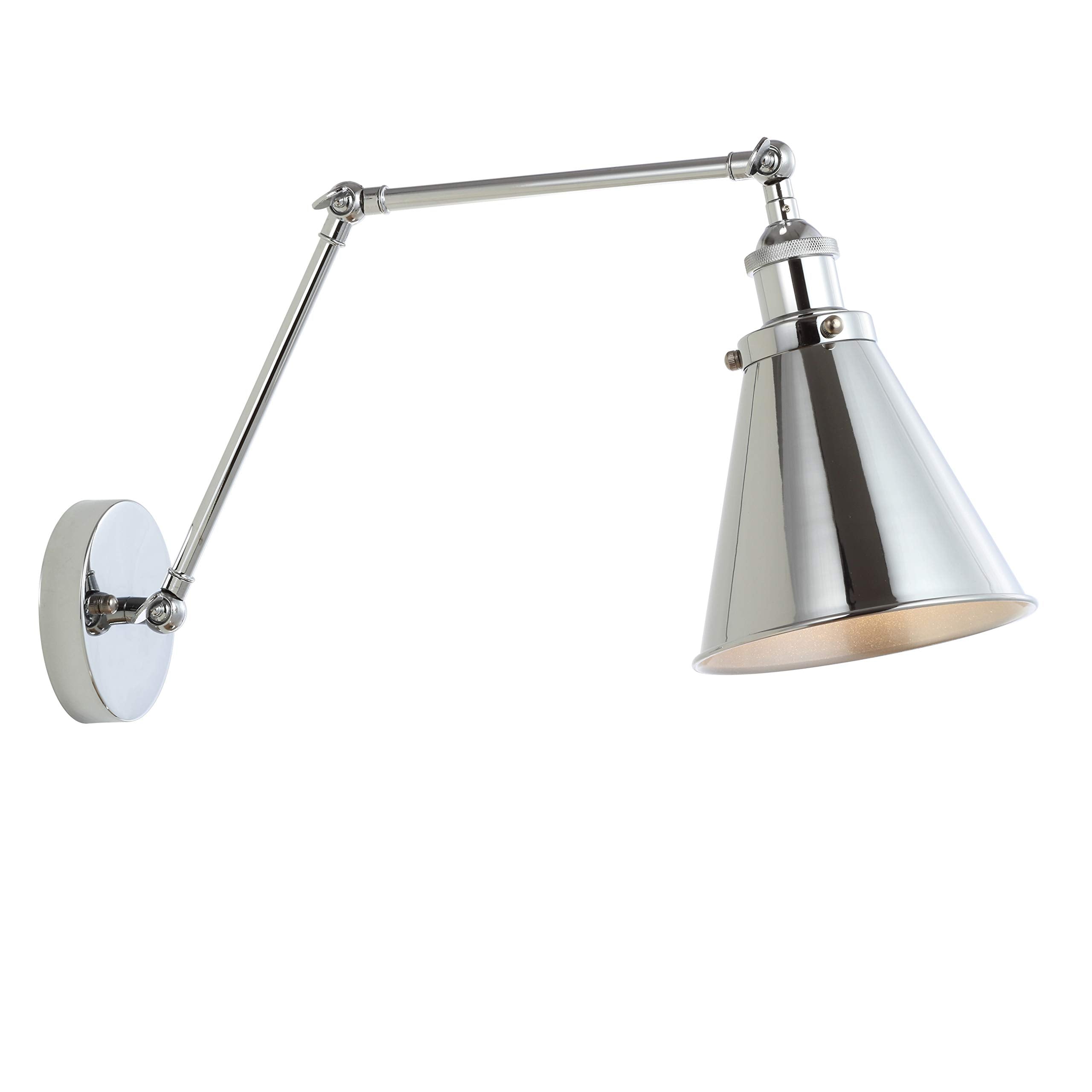 JONATHAN Y Adjustable Arm Metal LED Wall Sconce, 7in, Chrome, Model JYL7460A, Rustic Farmhouse Industrial Design