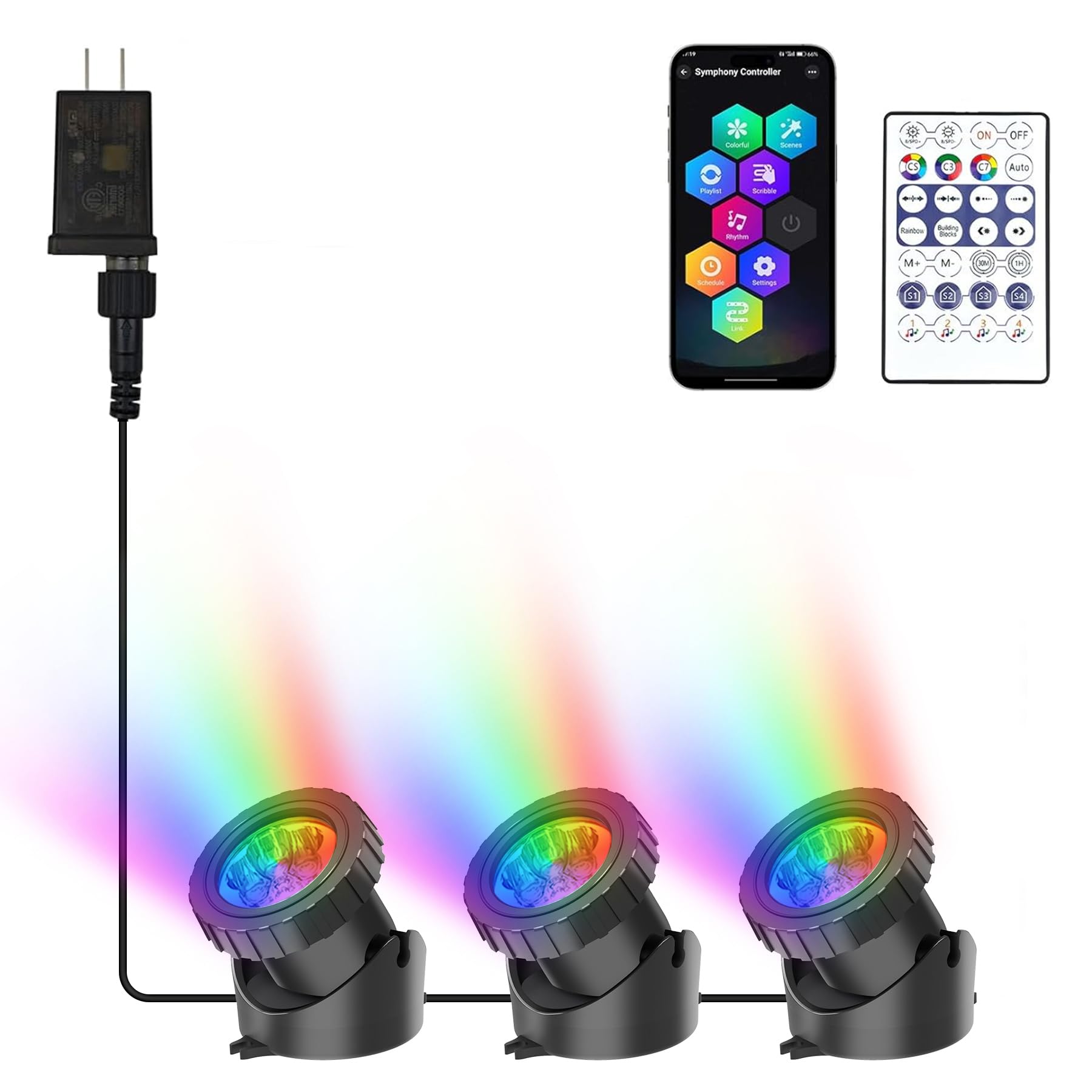 Crepow Rgb Pond Lights With Timer, Ip68 Waterproof Submersible Spotlights For Garden Pool (3-Pack)