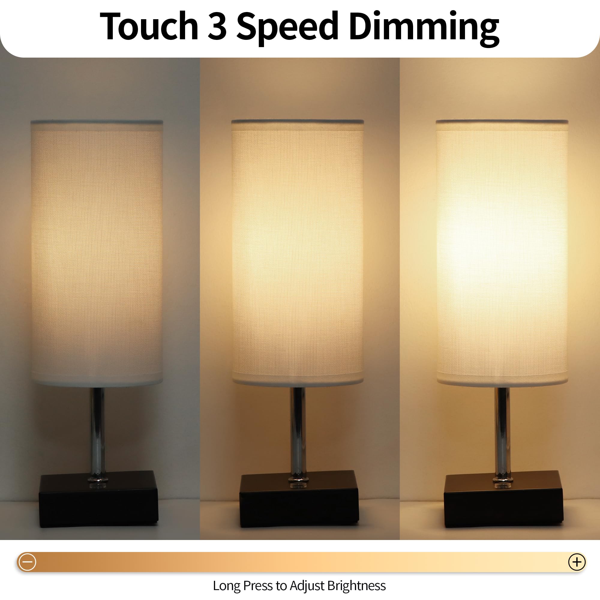 Plmmy Cordless Table Lamp, Rechargeable Lamp Touch Control Dimmable, Battery Operated Small Bedside Table Lamps For Night Stand,