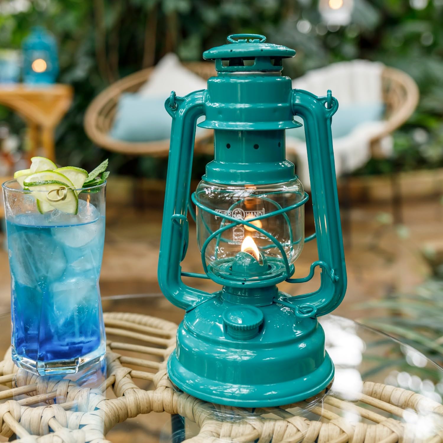 Feuerhand Baby Special 276 Hurricane Lantern In 21 Colours (Teal Blue)