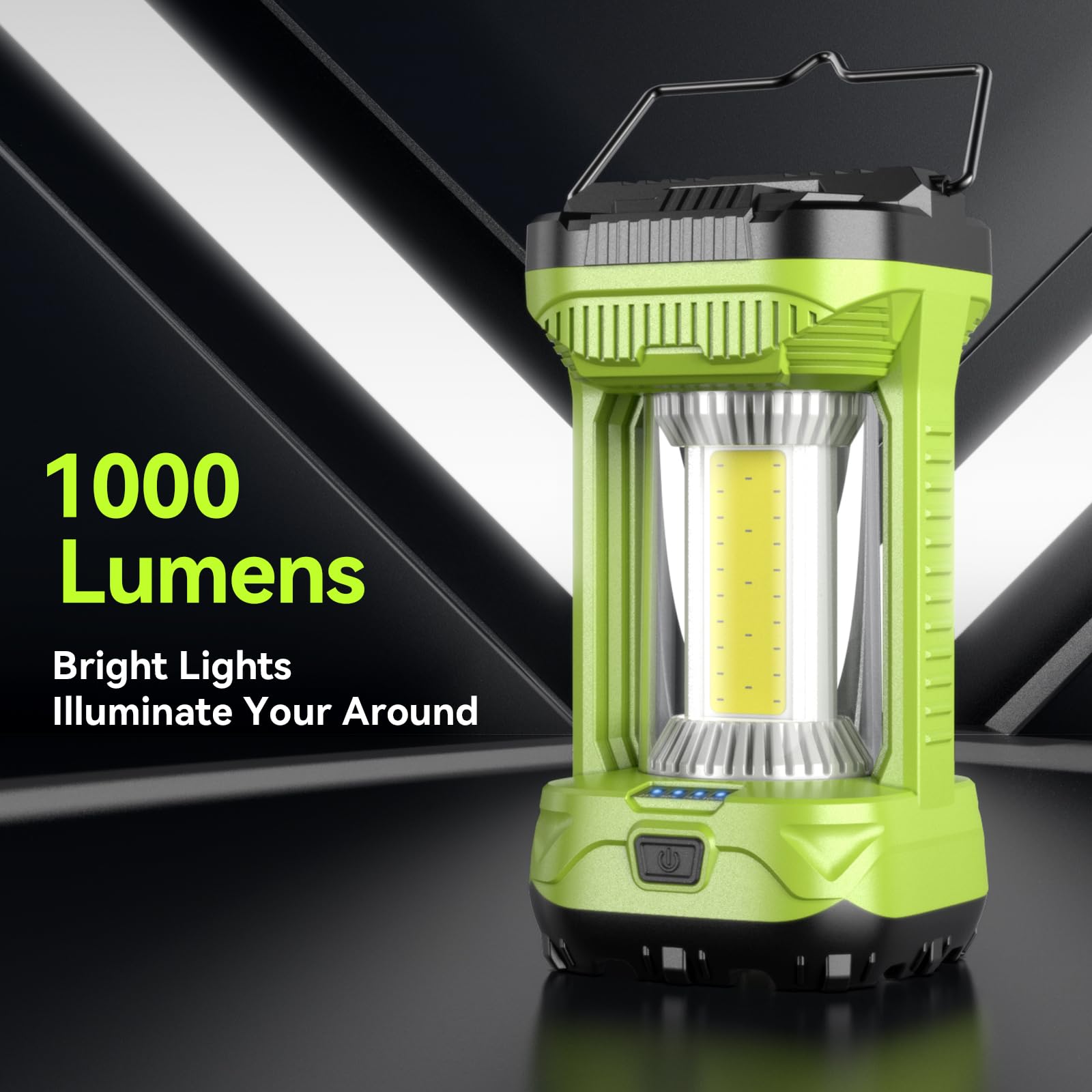 AlpsWolf Rechargeable Camping Lantern, 1000LM, 4000mAh, Green, 4 Light Modes, Model CLV310-G2, 2 Packs
