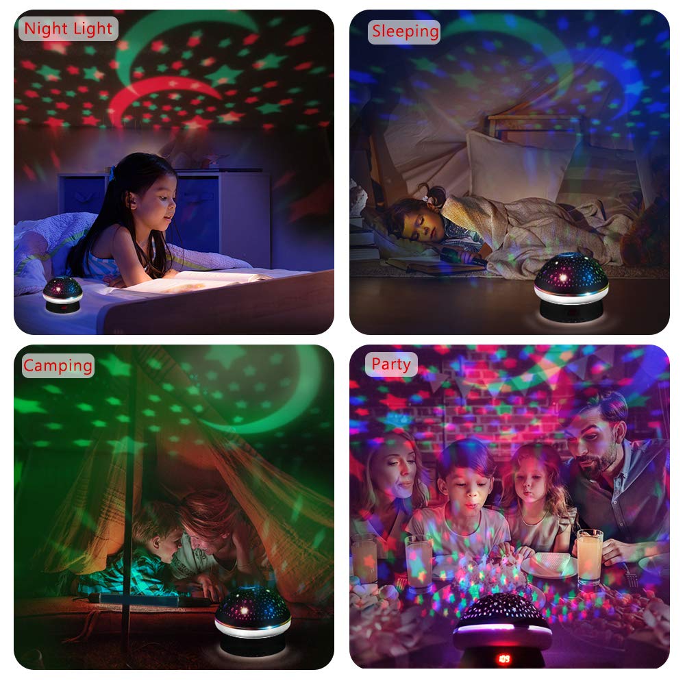 MINGKIDS Timer Star Light Projector with Remote Control,Rotation and 16 Colors Projection Lamp and Sleep Light,Christmas Easter