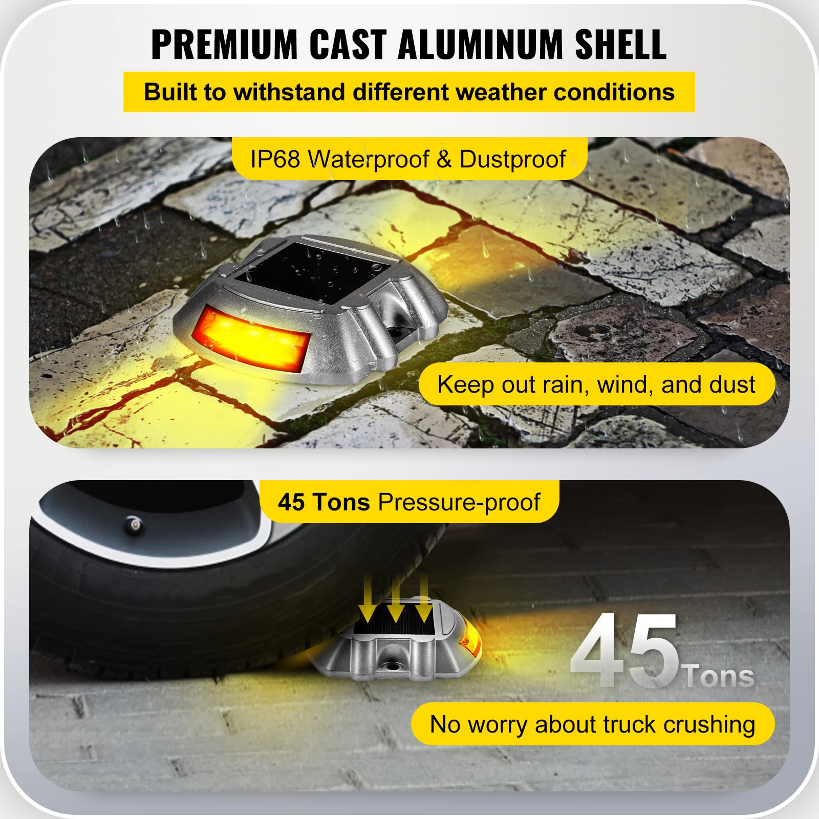 Happybuy 8-Pack Solar Driveway Lights, Bright Orange, Waterproof Led Dock Lights For Garden Pathways