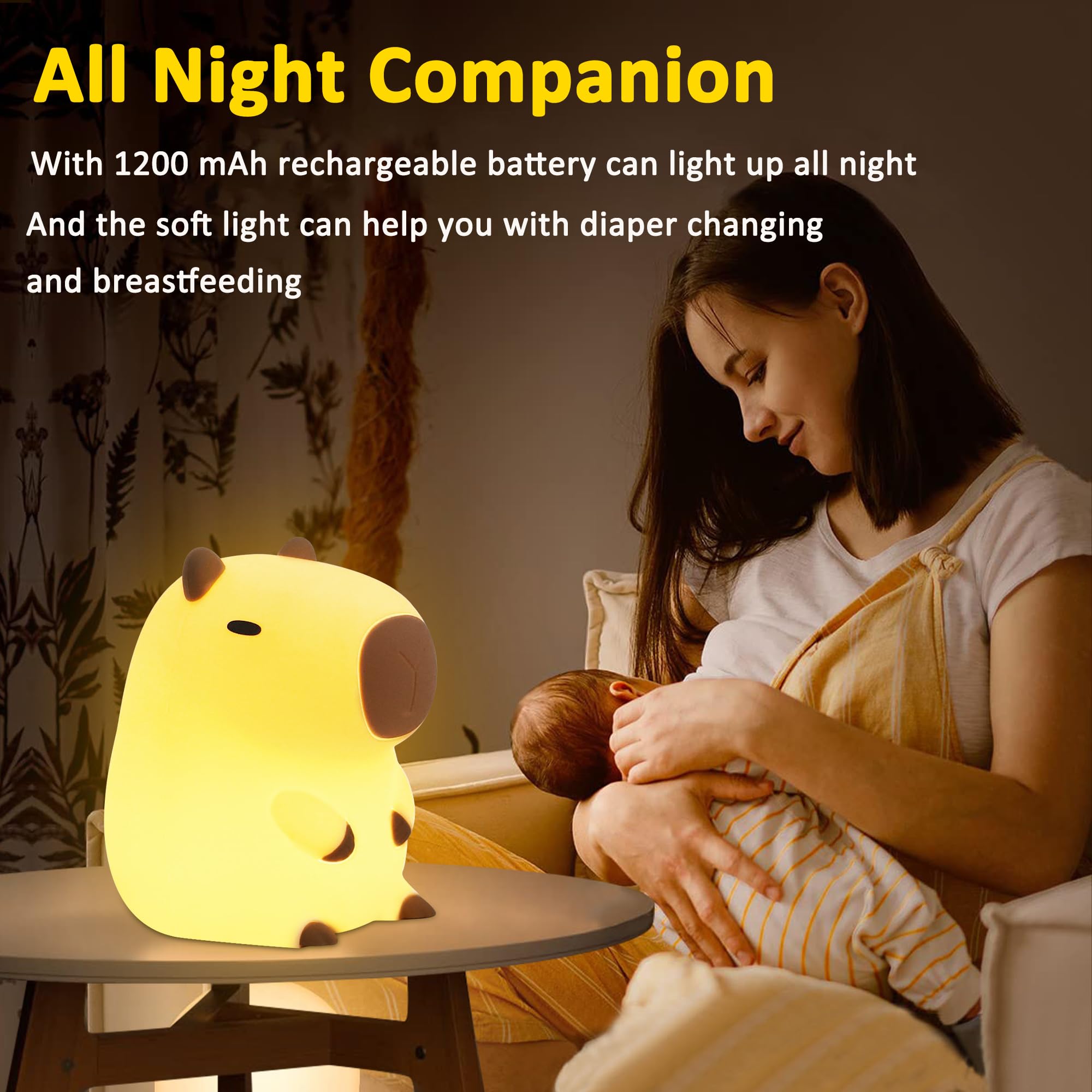 Okiyid Capybara Night Lamp, Capybara For Loved Ones And Friends, Capybara Light Gift, Abs+Sil, Touch Control, Portable Rechargeable Dimmable, Best Choice For Gift Giving (Capybara)
