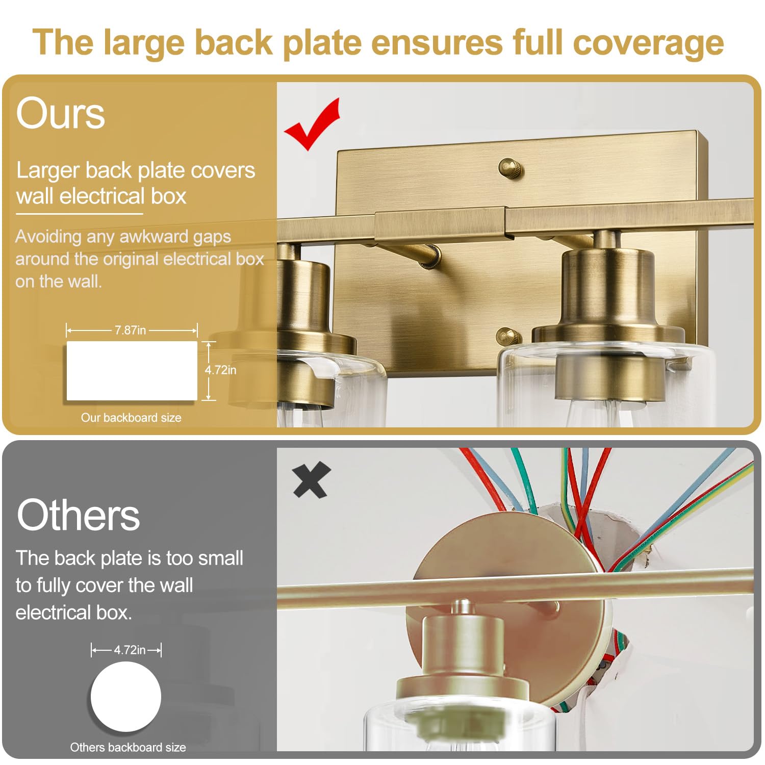 Indoi 4 Light Bathroom Light Fixtures, Brass Vanity Lights For Bathroom With Clear Glass Shades, Modern Bathroom Wall Sconces Fo