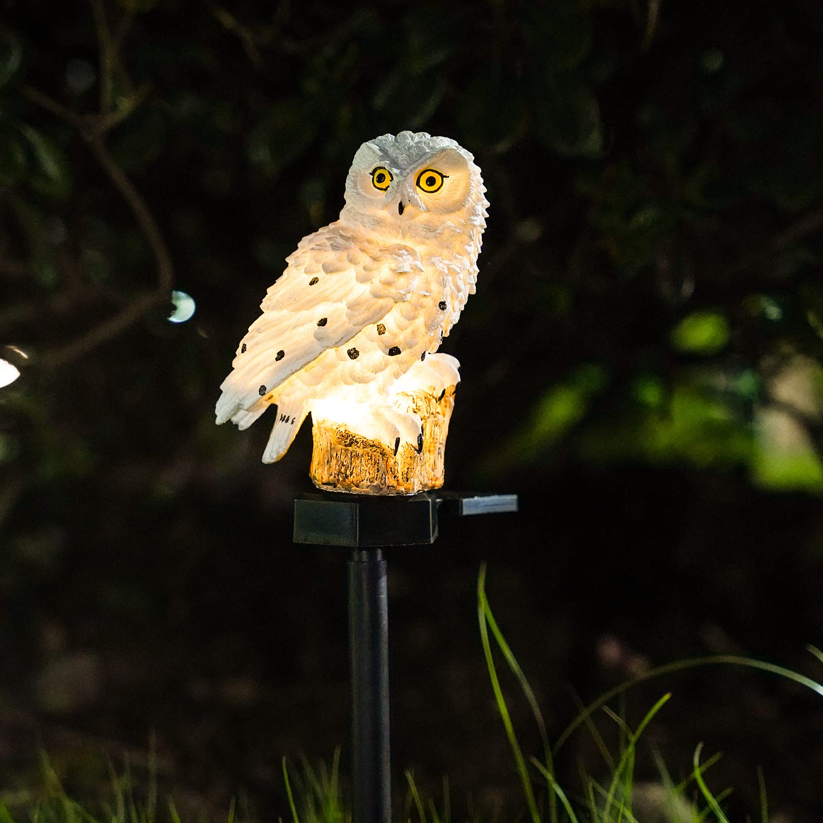 Xurleq Garden Solar Light Outdoor Decor, Resin Owl Solar Led Light With Stake, Animal Waterproof Light For Flower Fence Lawn Pas