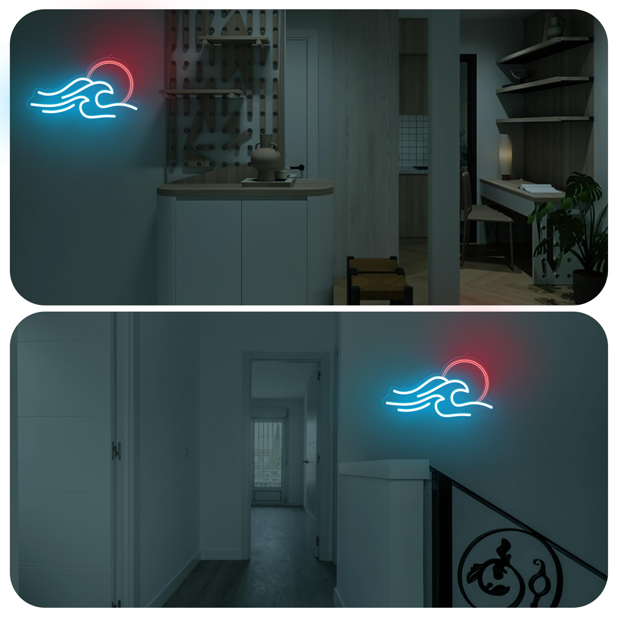 Anywin Neon Sign Wave Art LED Light, Dimmable Acrylic Decor, Model AW-NH005, for Living Room, Bedroom, Gaming Room, Cool Gifts
