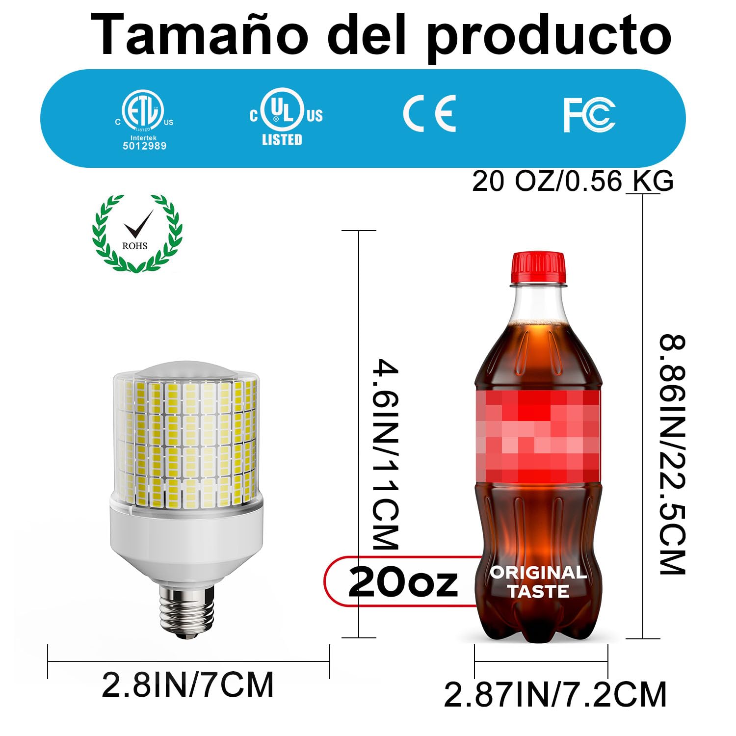 Ns 70W Led Corn Light Bulbs - E26/E39 Base, 8800 Lumens, 5000K Daylight White For Home, Garden, Garage, Backyard, Street, Office