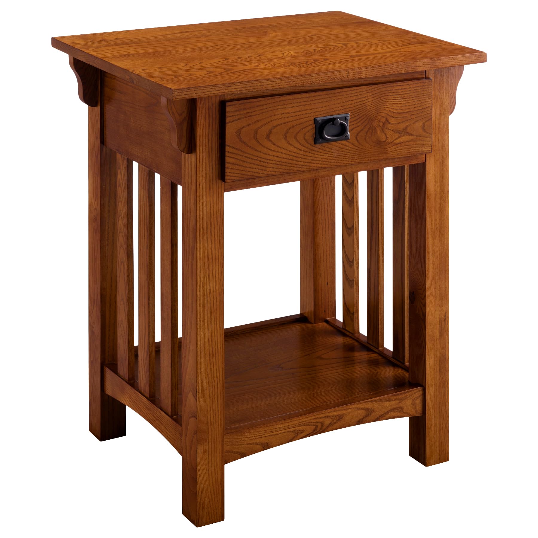 Leick Home 8222 Mission Impeccable End Table With Drawer, Made With Solid Wood, Side Table For Living Room, Bedroom, Medium Oak 