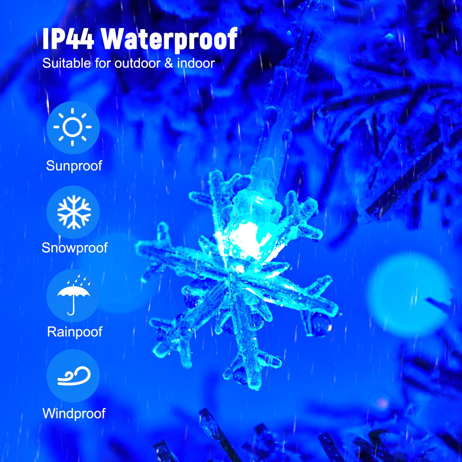 Minetom 2 Pack Snowflakes Lights, 14 Ft 30 Led Christmas Lights, Waterproof Snowflakes Christmas Lights With Battery Operated, 3 Lighting Modes, Shatterproof Xmas Fairy Lights For Indoor Decor