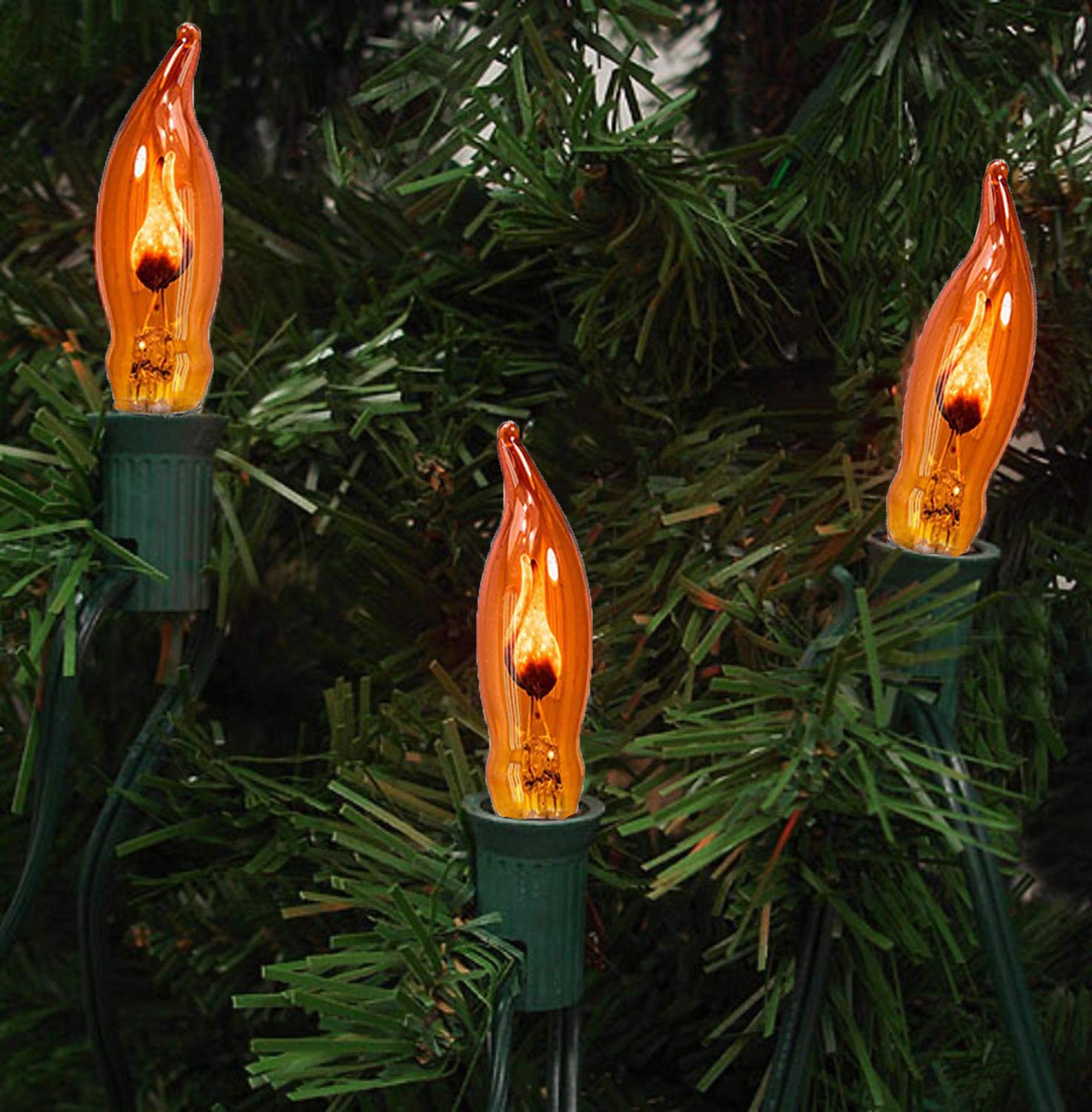 GOOTHY Halloween Flicker Flame Light Bulbs, C18, 1W, E12 Candelabra Base, Orange, 12 Count