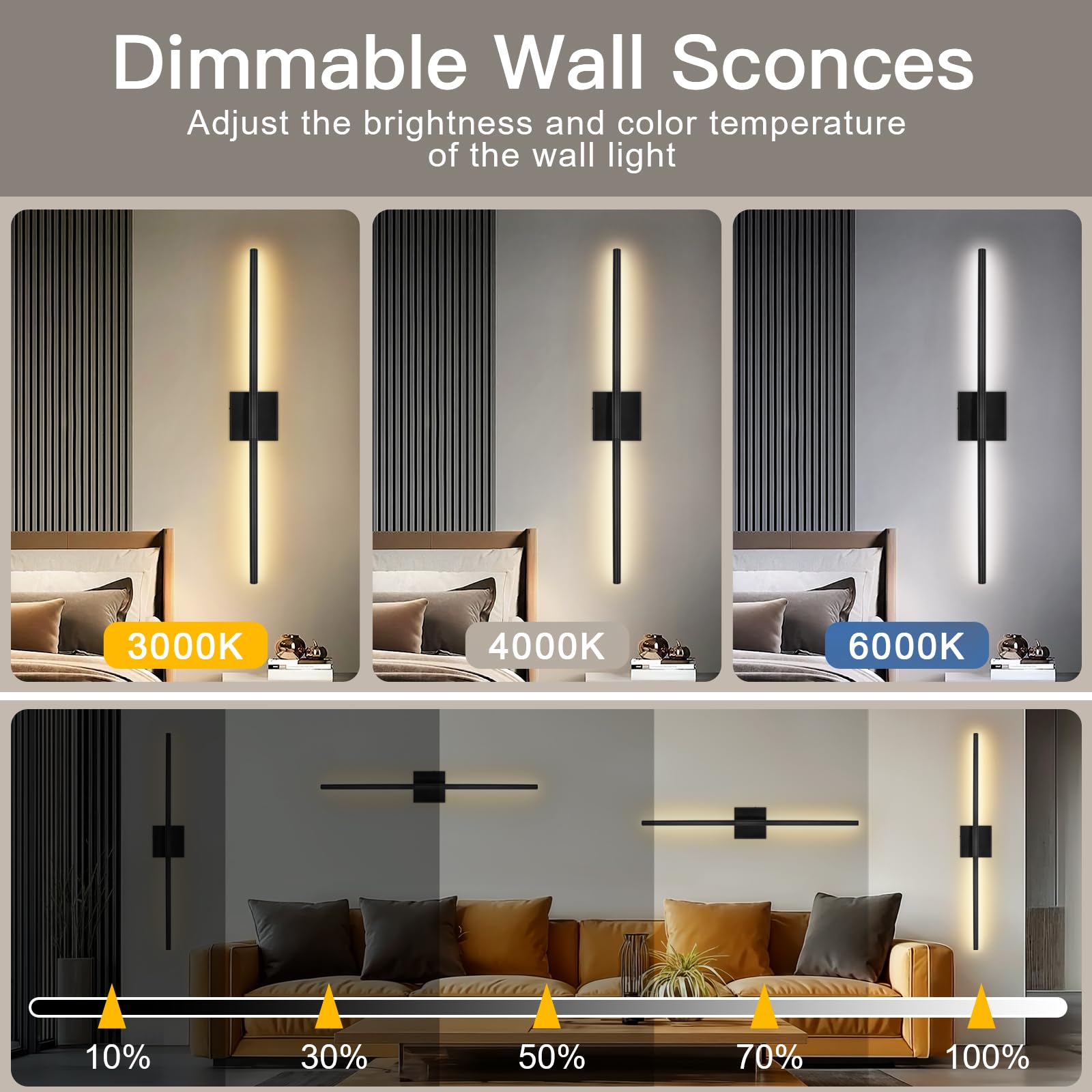 TaoFiaCo Battery Operated Wall Sconces Set of Two, Battery Wall Sconce with Remote Control, Black Modern LED Rechargeable Sconce
