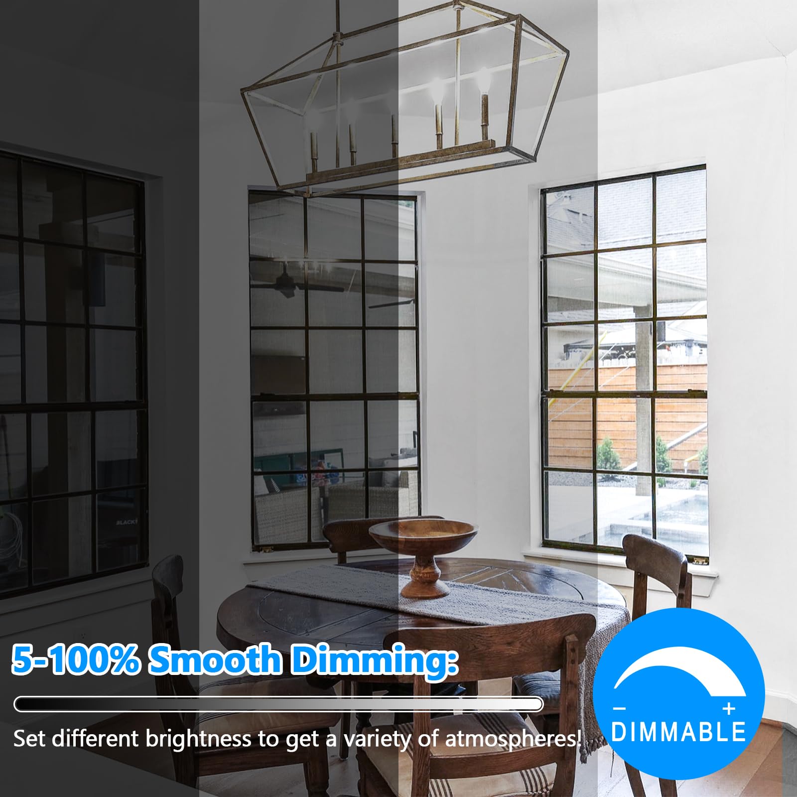Brightever E12 Candelabra LED Light Bulbs, 6W Clear Filament, 5000K Daylight White, Pack of 5, Non-Dimmable Chandelier Bul
