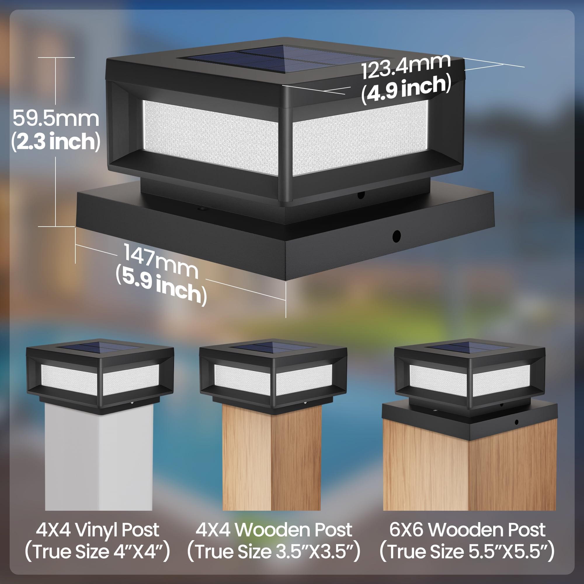 Mlambert 12 Pack Solar Powered Post Cap Lights Outdoor For 4X4/6X6 Wood/Vinyl Posts  Waterproof Deck Fence Patio Porch Light Cool/Warm Lighting  Black