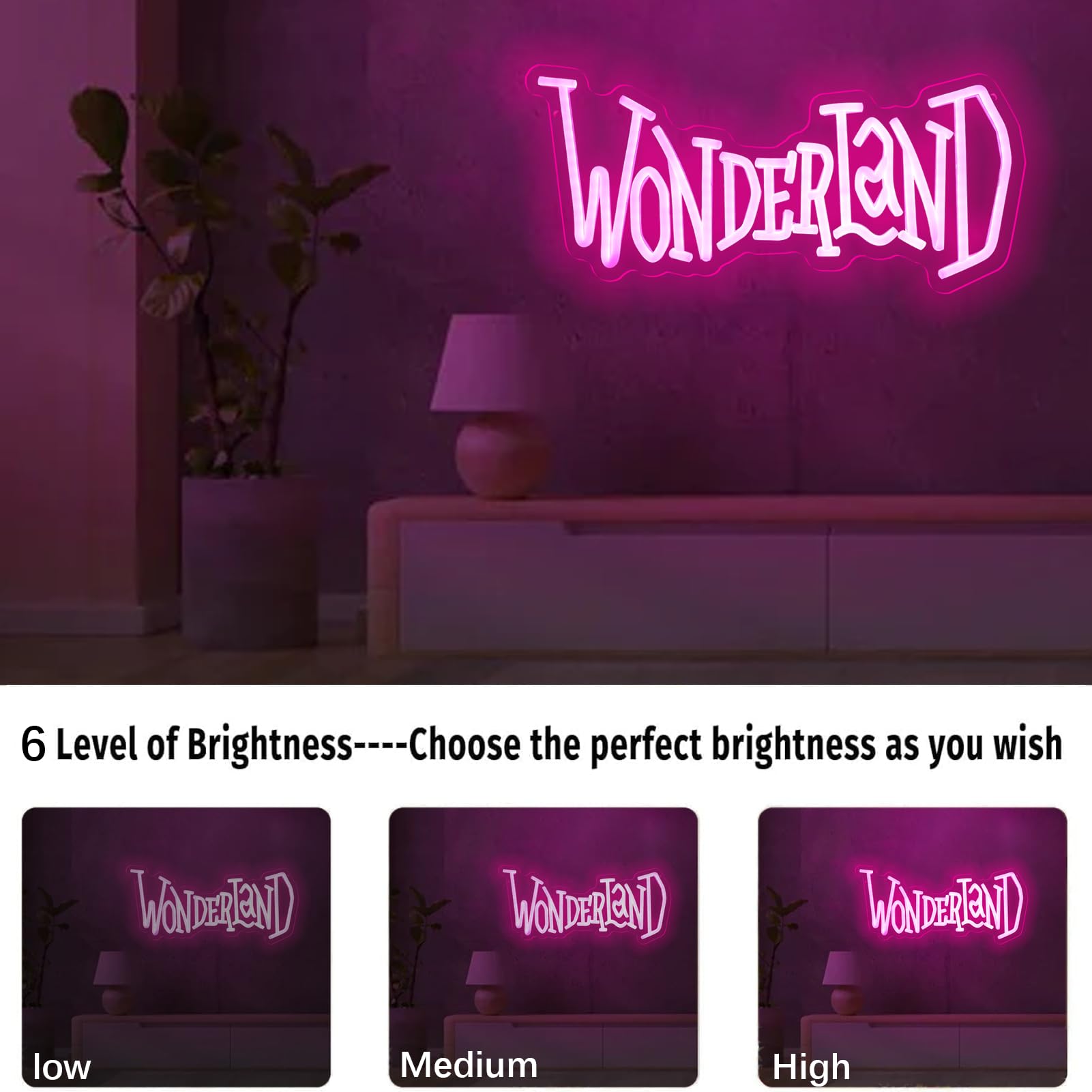 Tiabuy Neon Light Sign for Wall Art Decor, Dimmable Pink LED, 7 x 16 inches, Acrylic, Light Pink