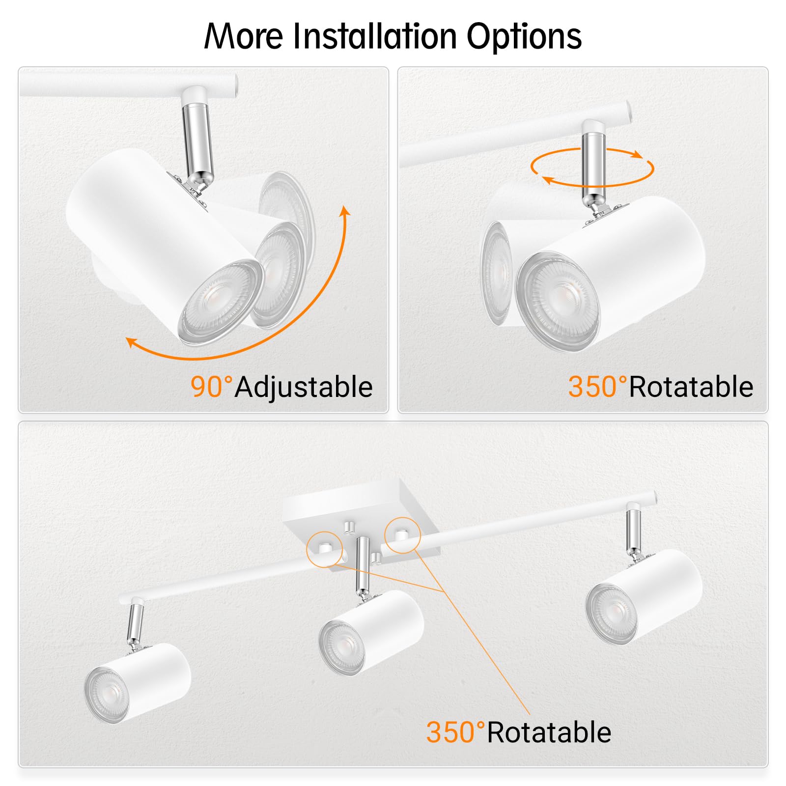 Boostarea Track Lighting Fixtures Ceiling, 3 Way Track Lighting Kit, Led Track Lighting With Rotatable Light Heads, Modern Ceili