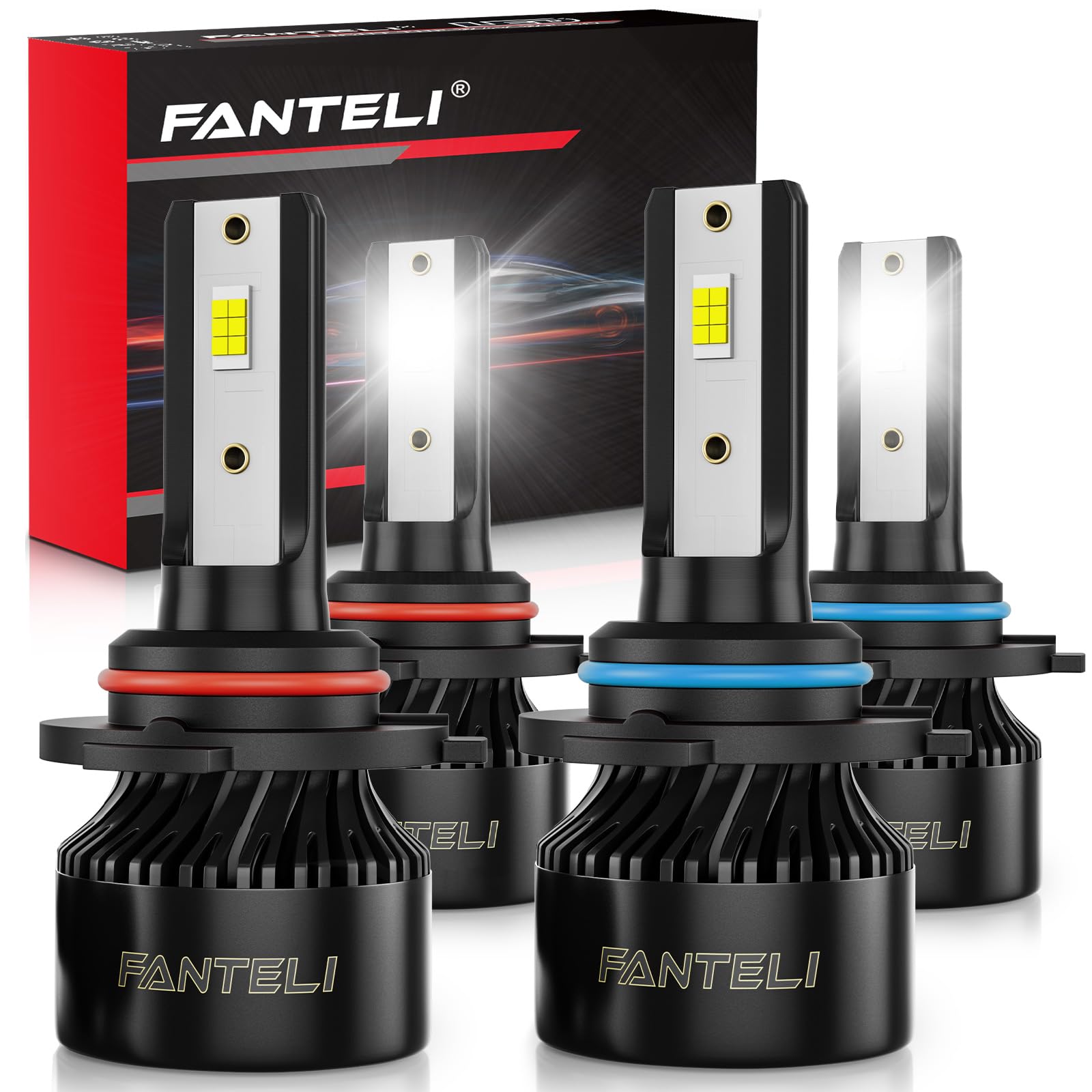 FANTELI LED Fog Light Bulbs 9005 9006, 68000LM 6500K Cool White, IP68 Waterproof, Pack of 4