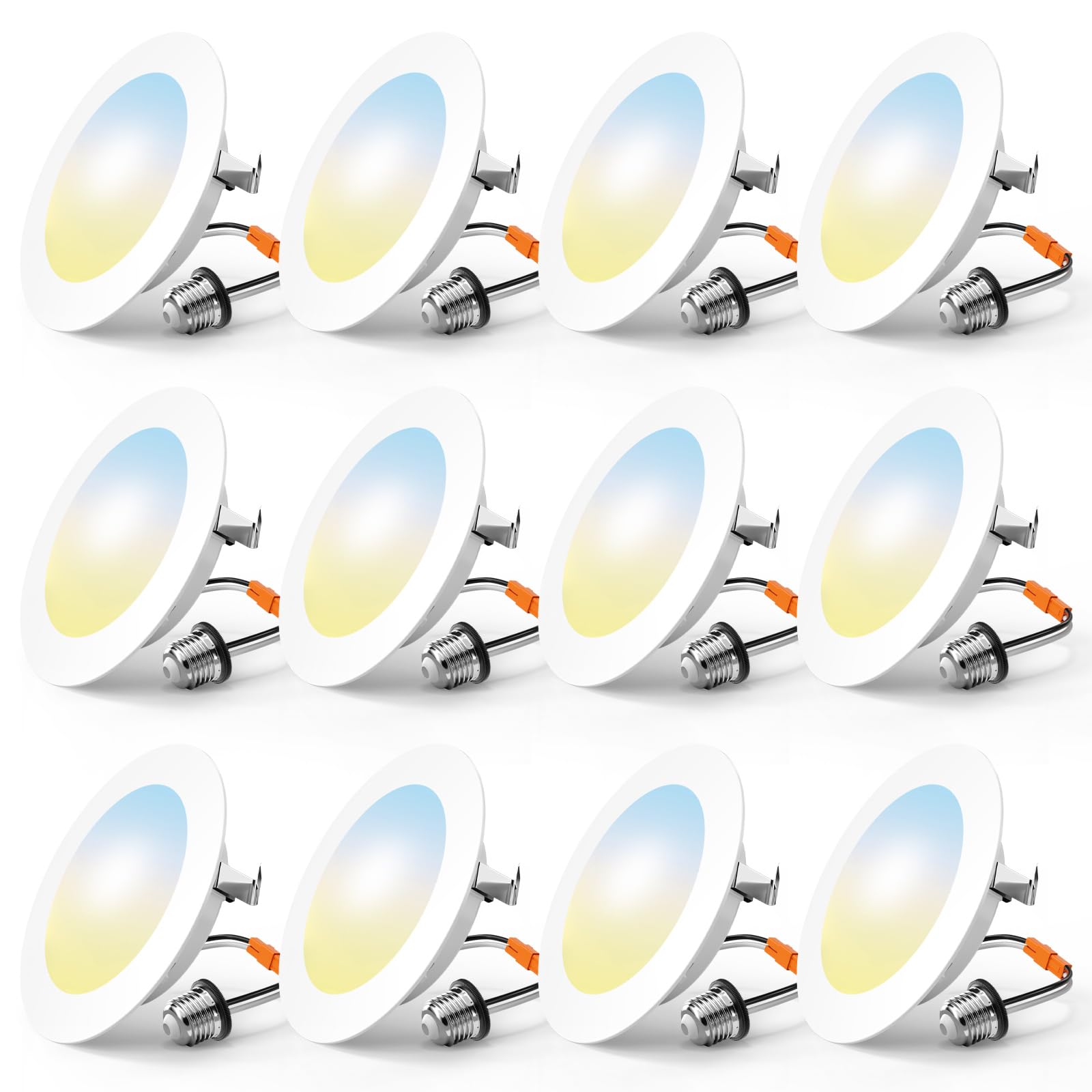 FREELICHT 12 Pack Retrofit LED Recessed Lighting 4 Inch, Selectable 5CCT, Dimmable Flat LED Can Lights, 7W, 700LM, ETL & FCC Cer
