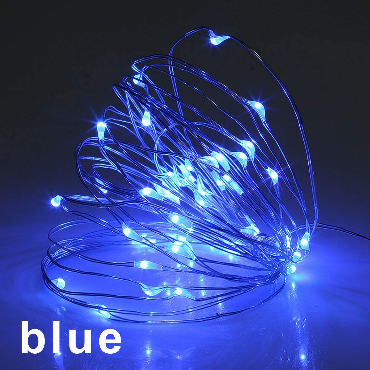 Yjfwal 16 Pack Blue Fairy Lights(Batteries Included) 10.5Ft 30 Leds Wire Battery Powered Fairy Rope Light For Diy Wedding Party Mason Jars Christmas Decorations (Blue Fairy Lights)