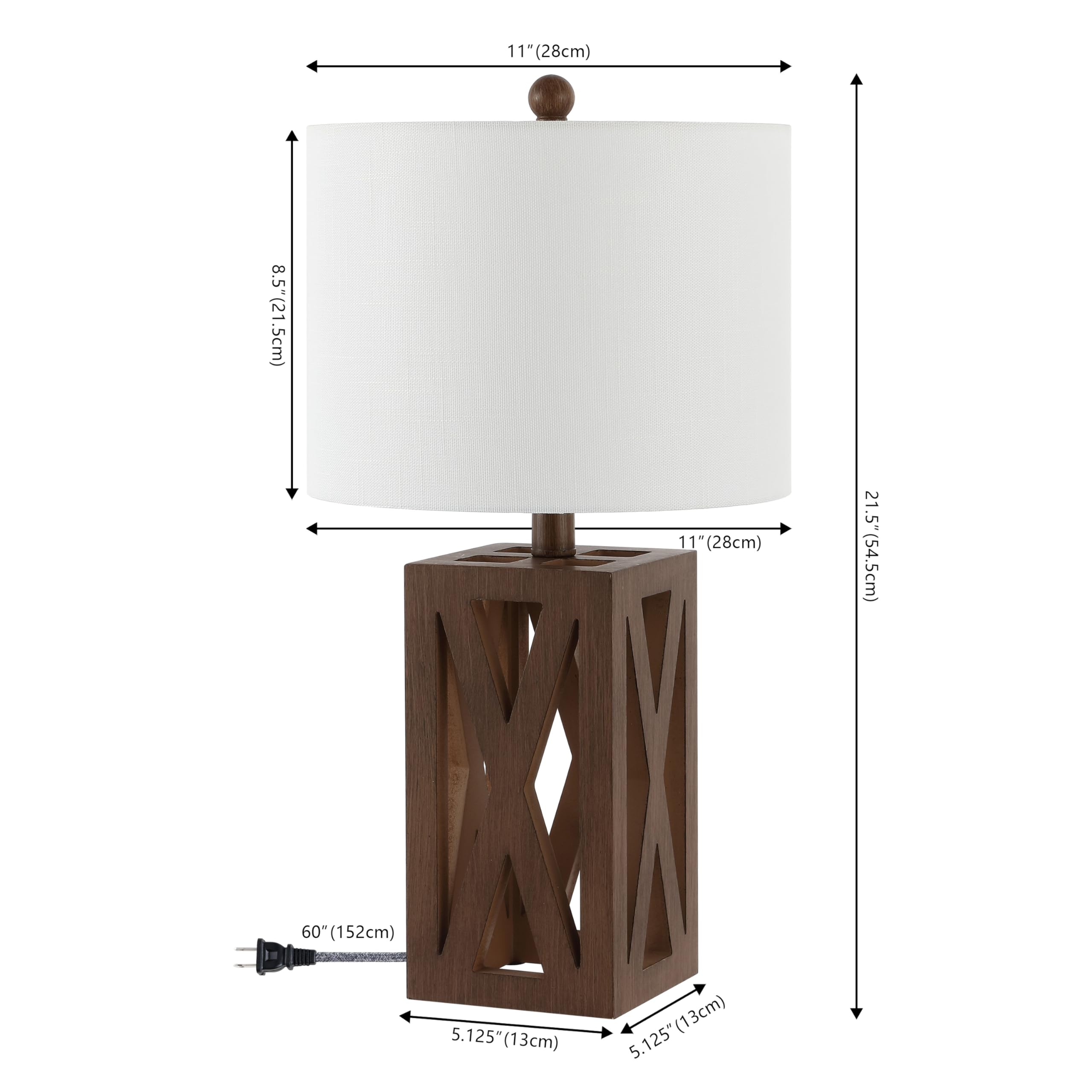 Jonathan Y Jyl1062A-Set2 Stewart 21.5'' Wood Led Table Lamp Farmhouse, French Country, Rustic, Bohemian, Bedroom, Living Room, O