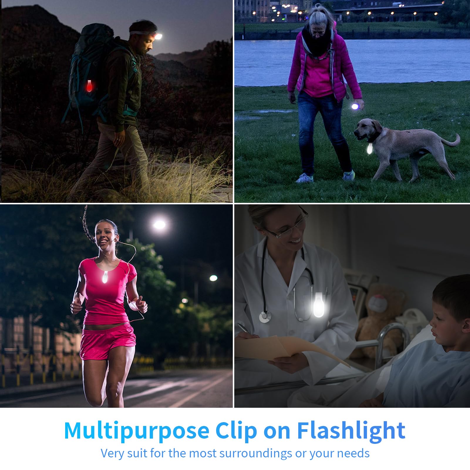 BIRKINHOME Rechargeable Nurse Light Clip-On Flashlight, Lightweight, Blue, Model TA006-L2-BKAA-CZ for Night Shift and Emergency Use