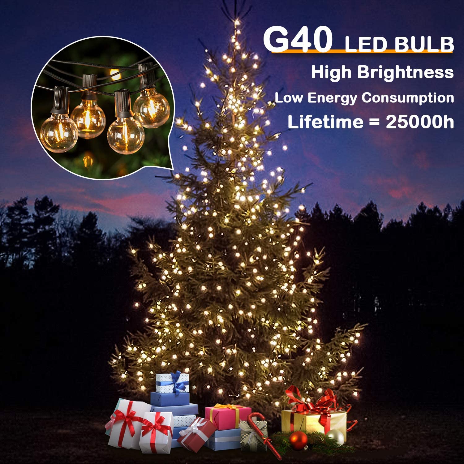 200Ft Led Outdoor String Lights With 100+4 Bulbs, Shatterproof Waterproof Patio String Lights For Outside, Connectable 2200K Dim