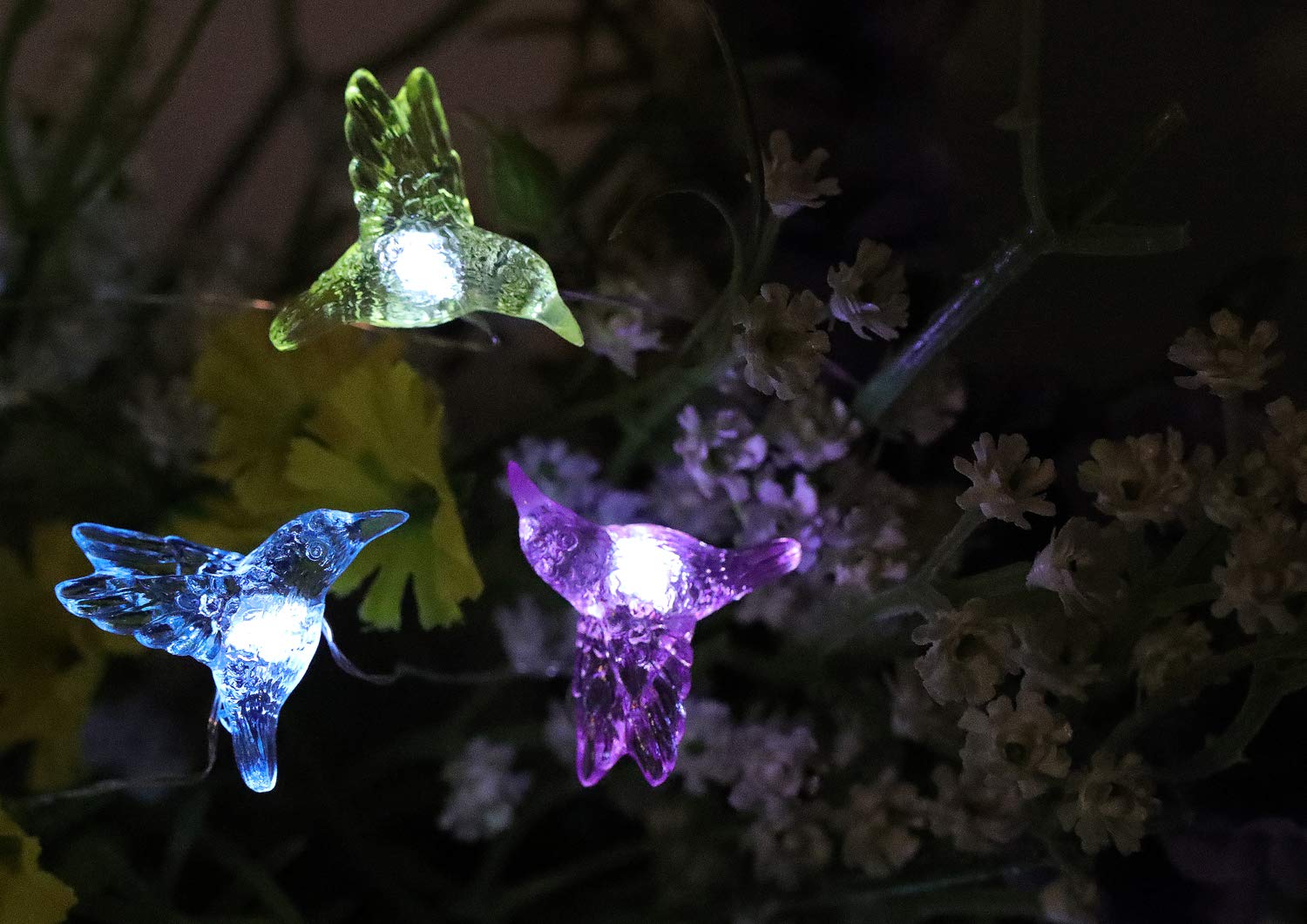 Wsgift Solar Hummingbird String Lights, 15.8 Ft, 30 Led Waterproof Fairy Lights For Garden