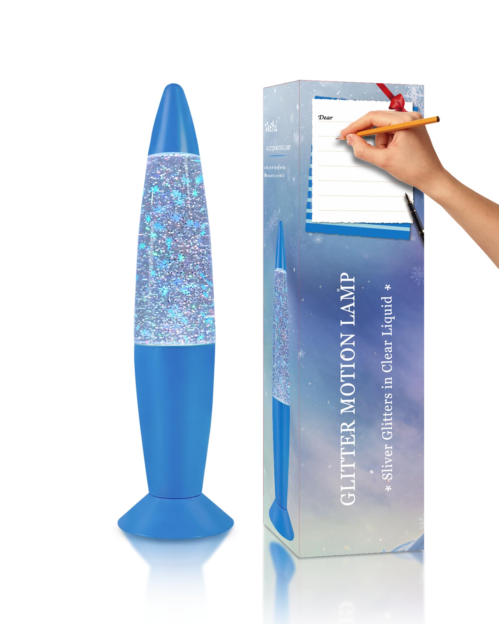 Vanful Glitter Motion Lamp with 7 Colors Changing for Adults and Kids, Blue LED Lamps with Snowflake Sparkles Beautiful for Home