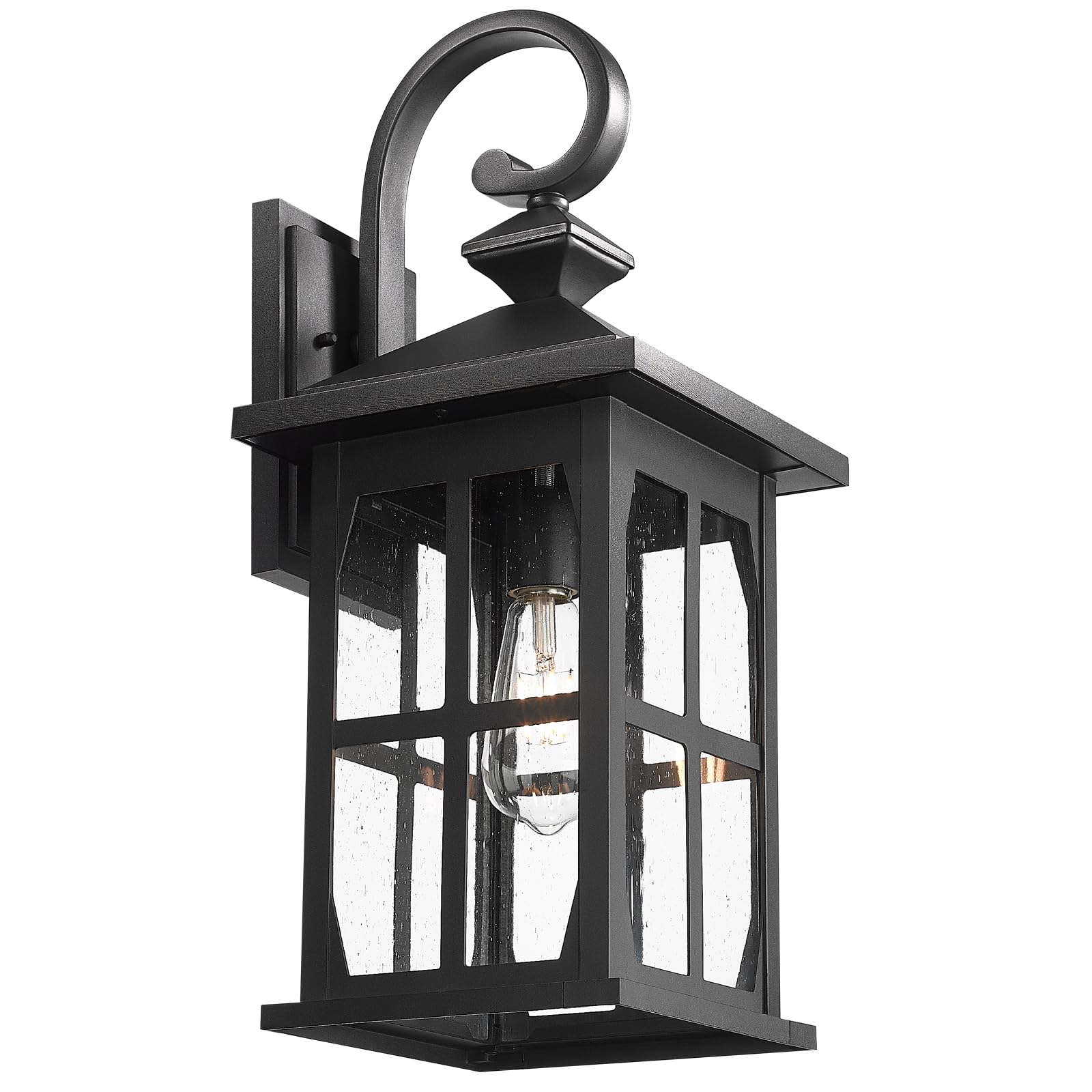 Darkaway Large Outdoor Light Fixtures Wall Mount  21Inch Outdoor Wall Lights Exterior Lighting Fixtures Waterproof Black Outside Wall Sconce With Seeded Glass For House Porch Hallway Garage Front Door
