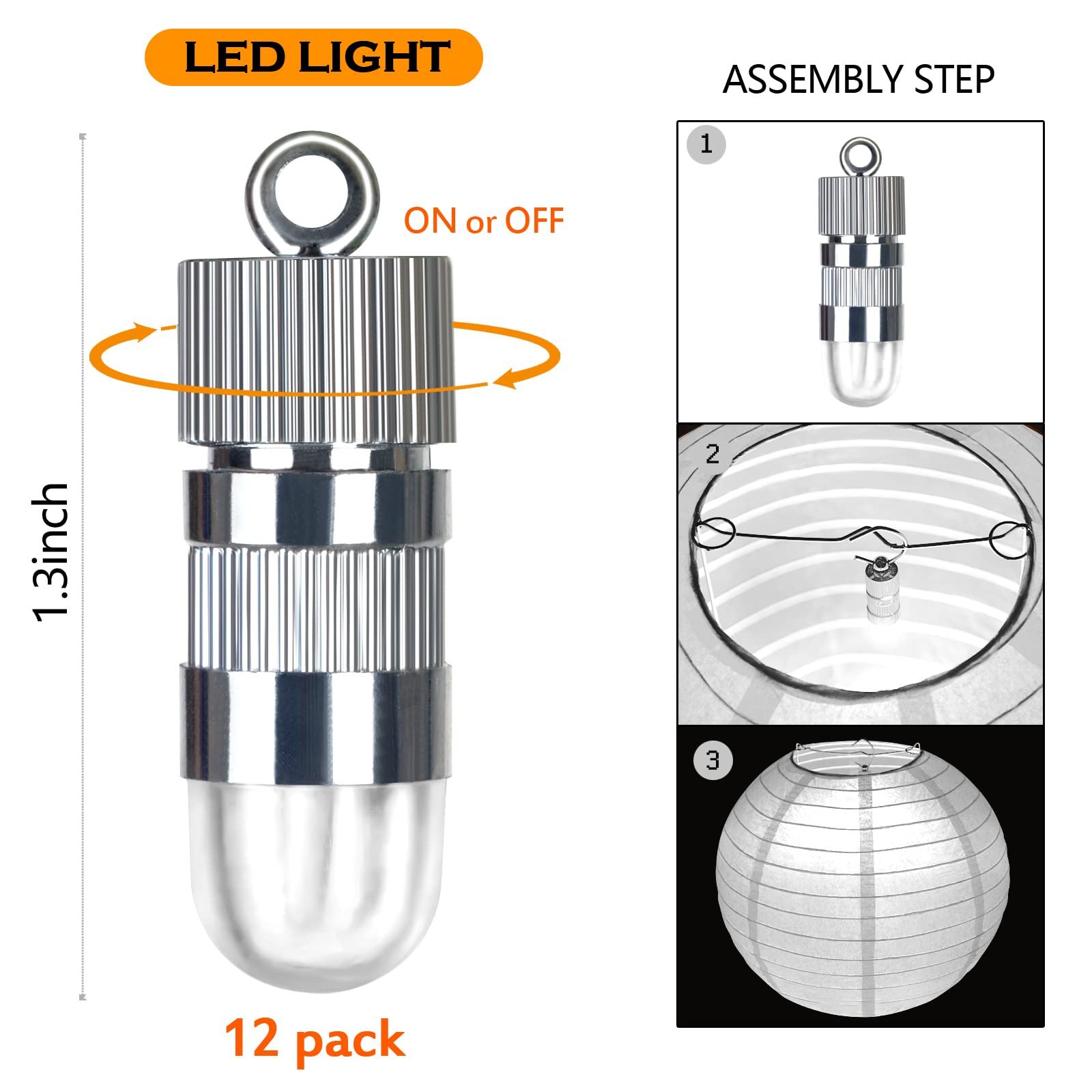 12 Packs White Led Paper Lantern With Lights ,6&quot; 8&quot; 10&quot; 12&quot; Round Hanging Chinese/Japanese Ball Lantern For Christmas Valentine'S Day Easter 4Th Of July Christmas