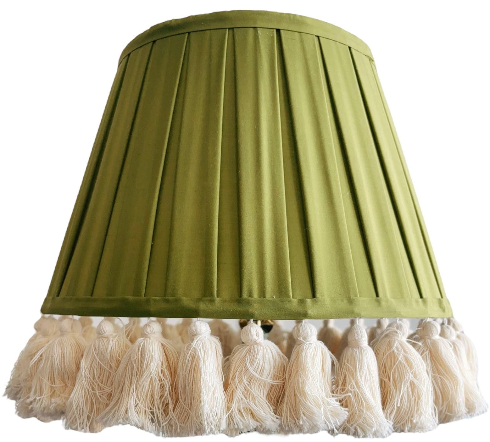 Tristan Home Round Pleated Lamp Shade with Tassels 9x14x12inches (The Height 12inch Includes Tassels) (Sage Green)