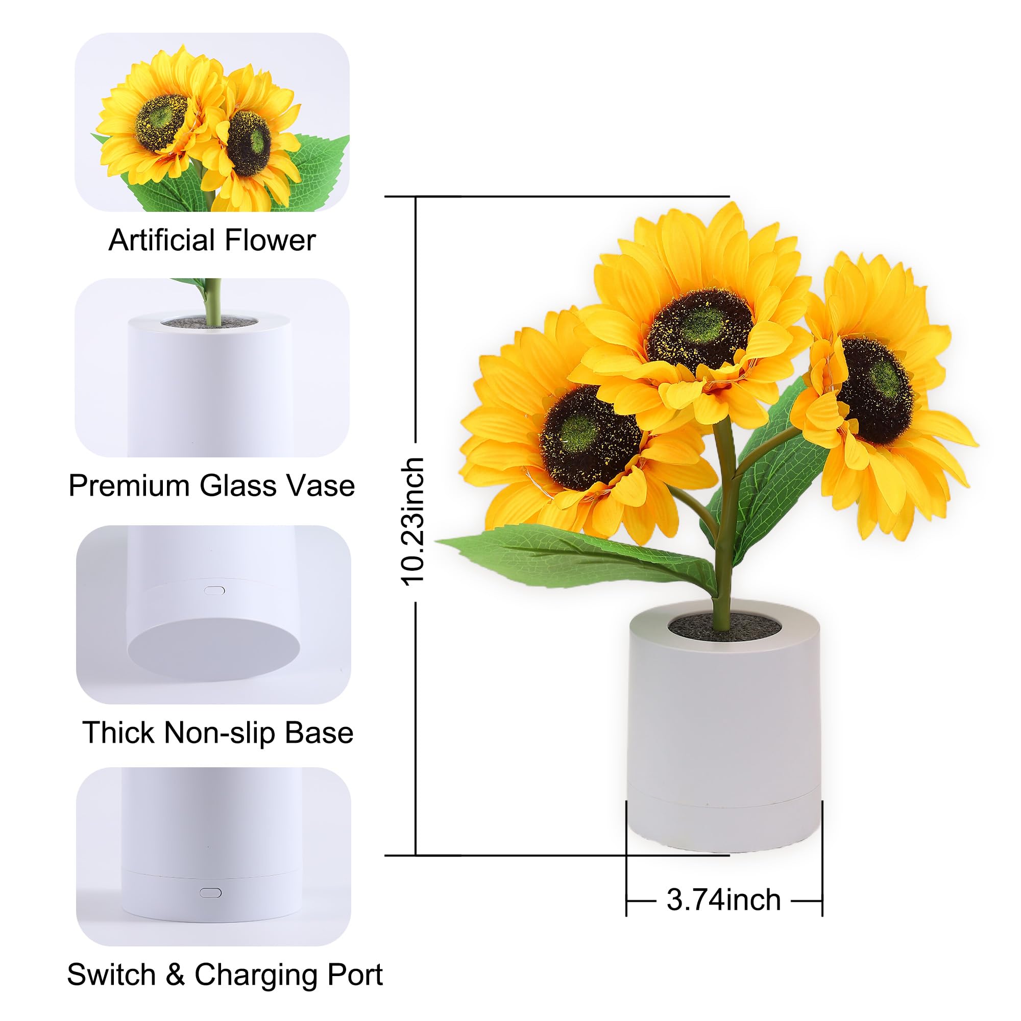 Wsyear Sunflower Gifts For Women-Sunflower Party Decorations Sunflower Lamp For Birthday Wedding Anniversary Romantic Gifts For