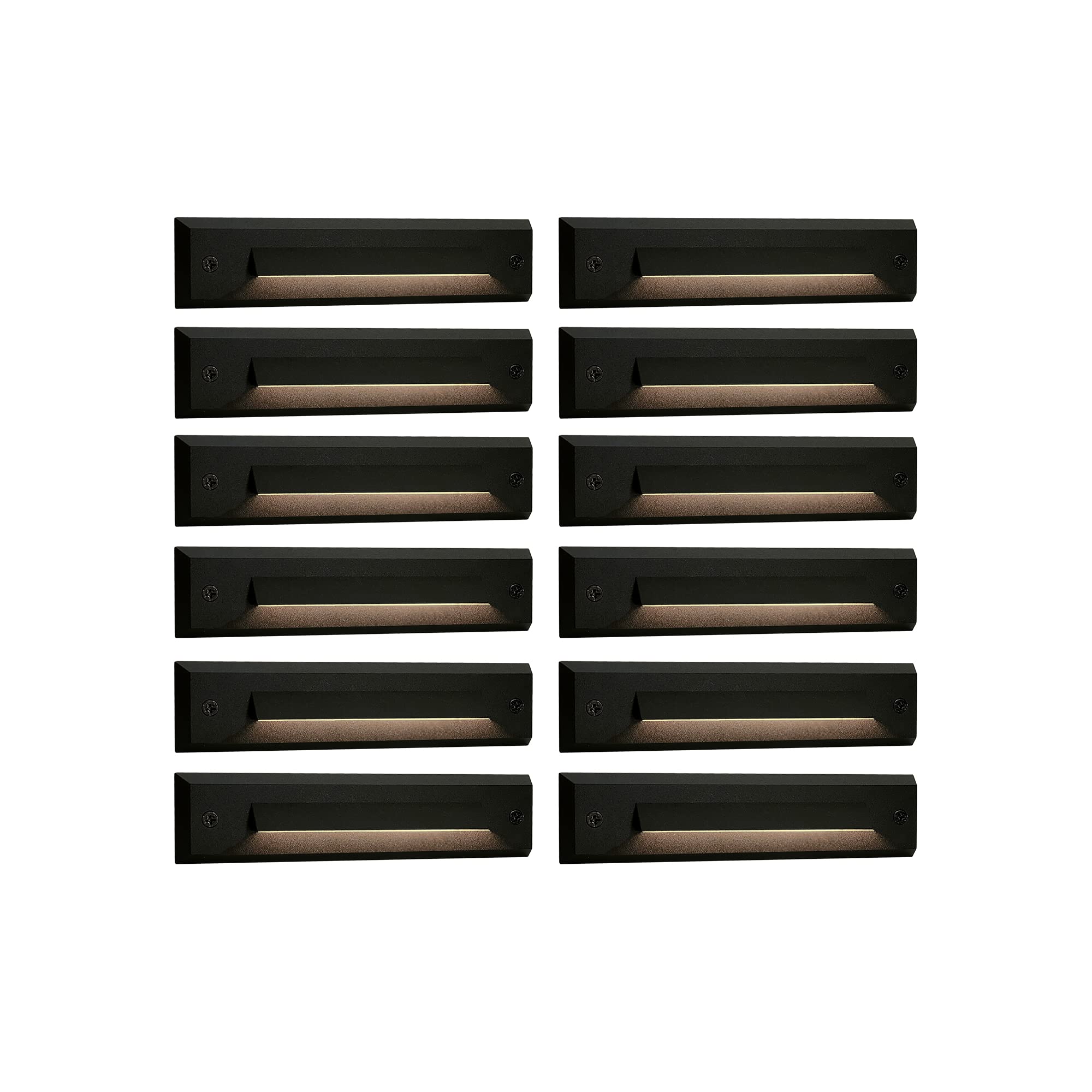 Gkoled 12 Pack Low Voltage Led Step Lights, 2W Waterproof Stair Riser Lighting, Black Aluminum