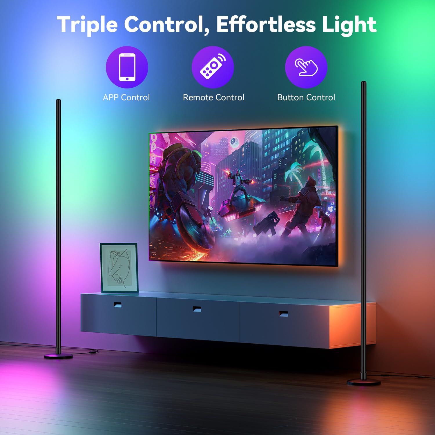 NAVYLOOK Modern Floor Lamp, Smart RGB LED Floor Lamp with App & Remote Control, 16 Million Colors & 200+ Scene Modes, Corner Lam